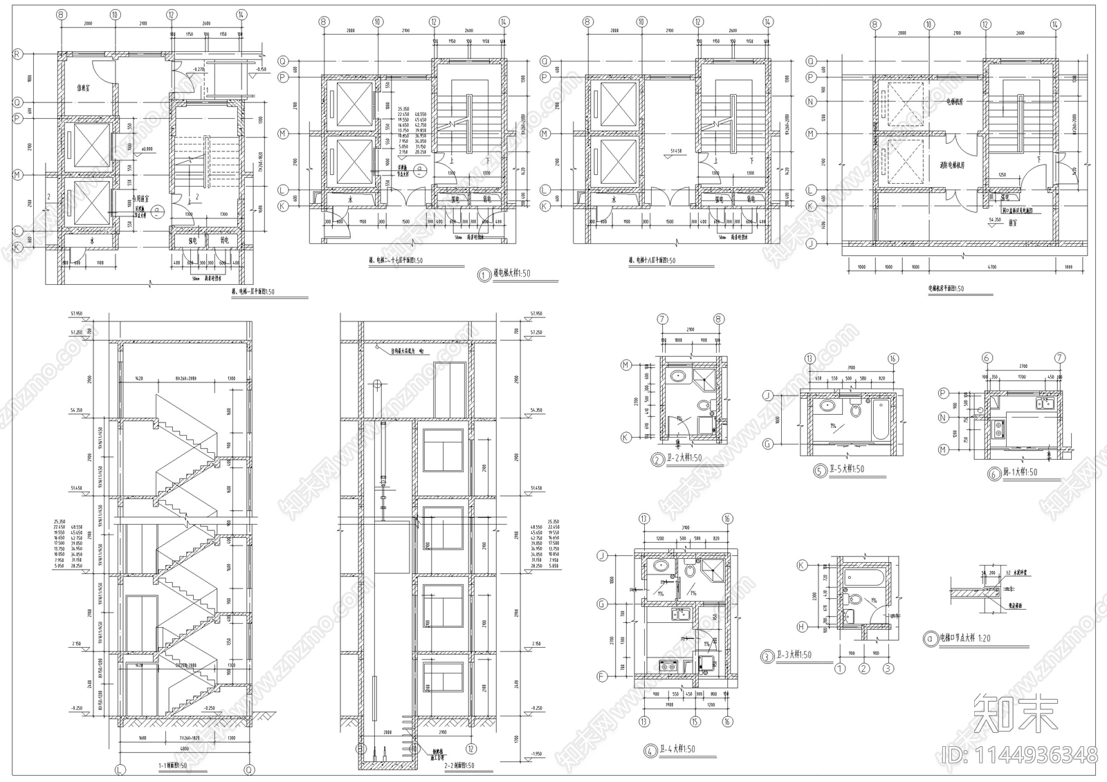 高层住宅建筑cad施工图下载【ID:1144936348】