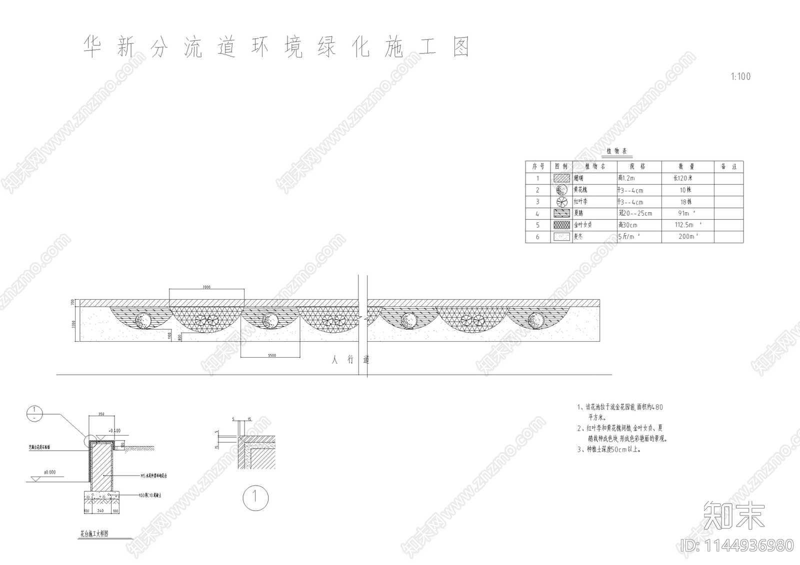 道路环境绿化工程cad施工图下载【ID:1144936980】