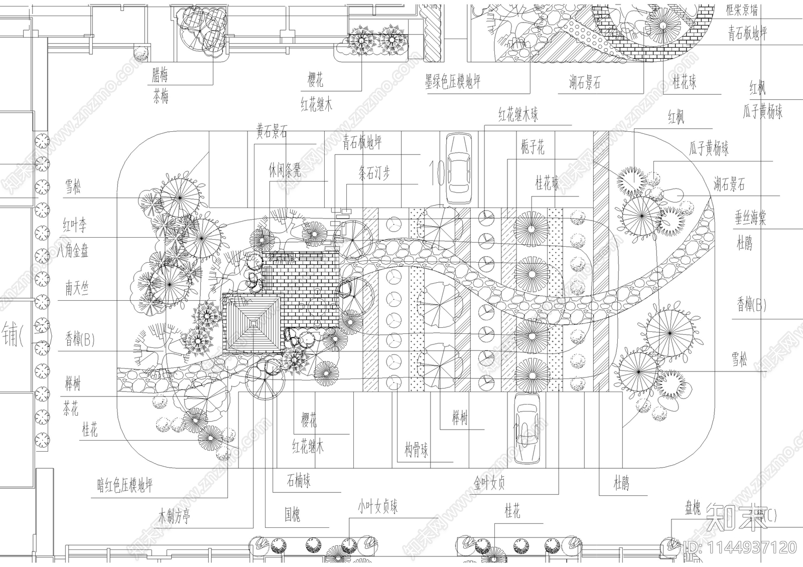 社区景观设计及植物配置平面图施工图下载【ID:1144937120】