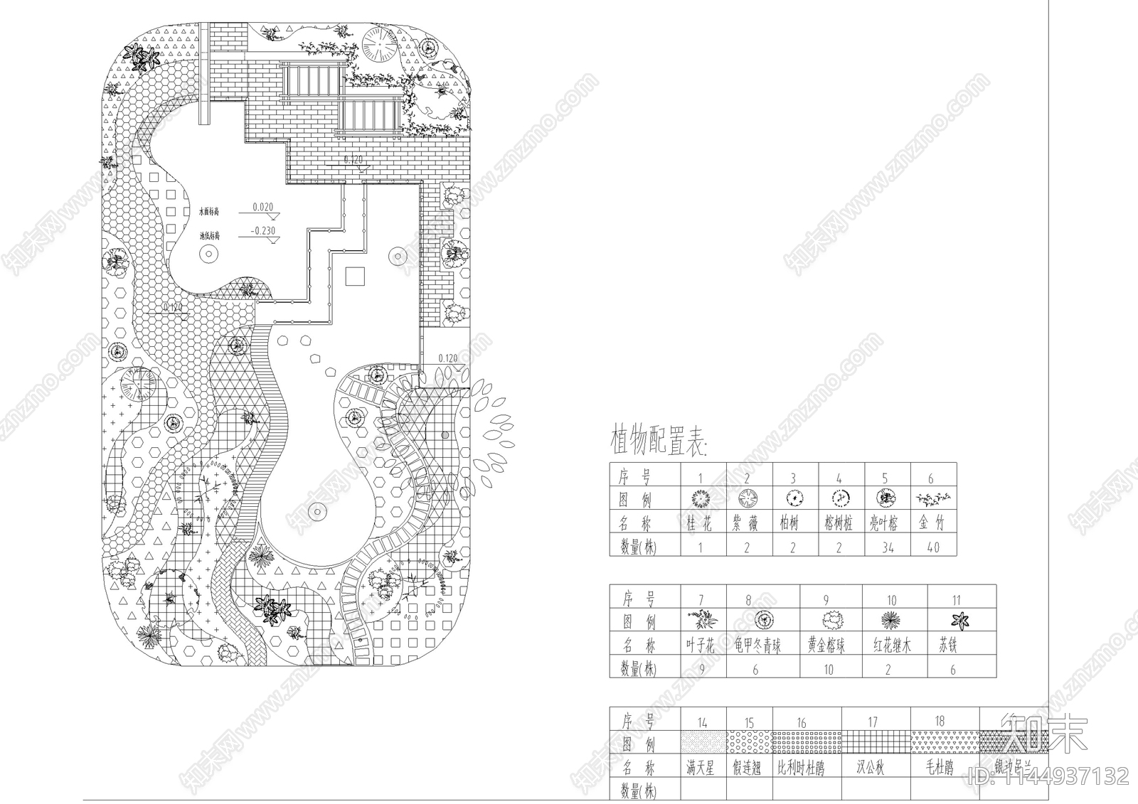 社区中心花园景观cad施工图下载【ID:1144937132】