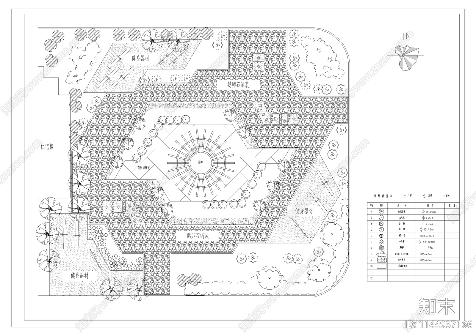 社区组团花园景观平面图cad施工图下载【ID:1144937166】