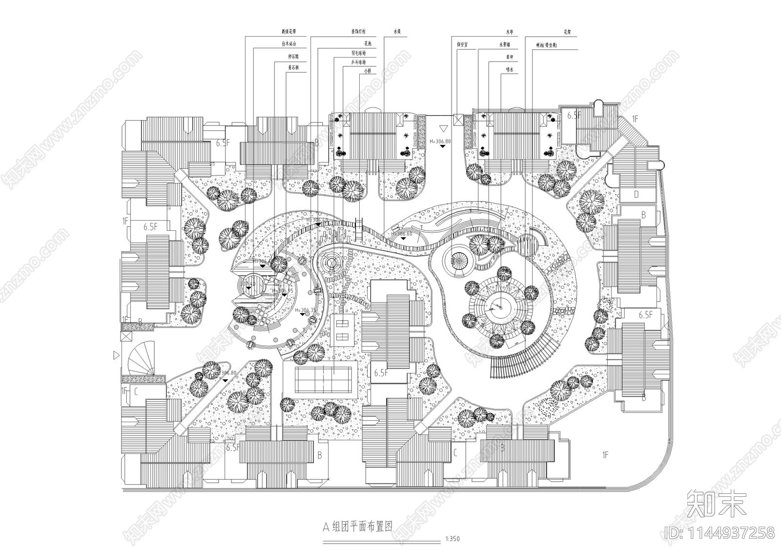 别墅区组团景观施工图下载【ID:1144937258】