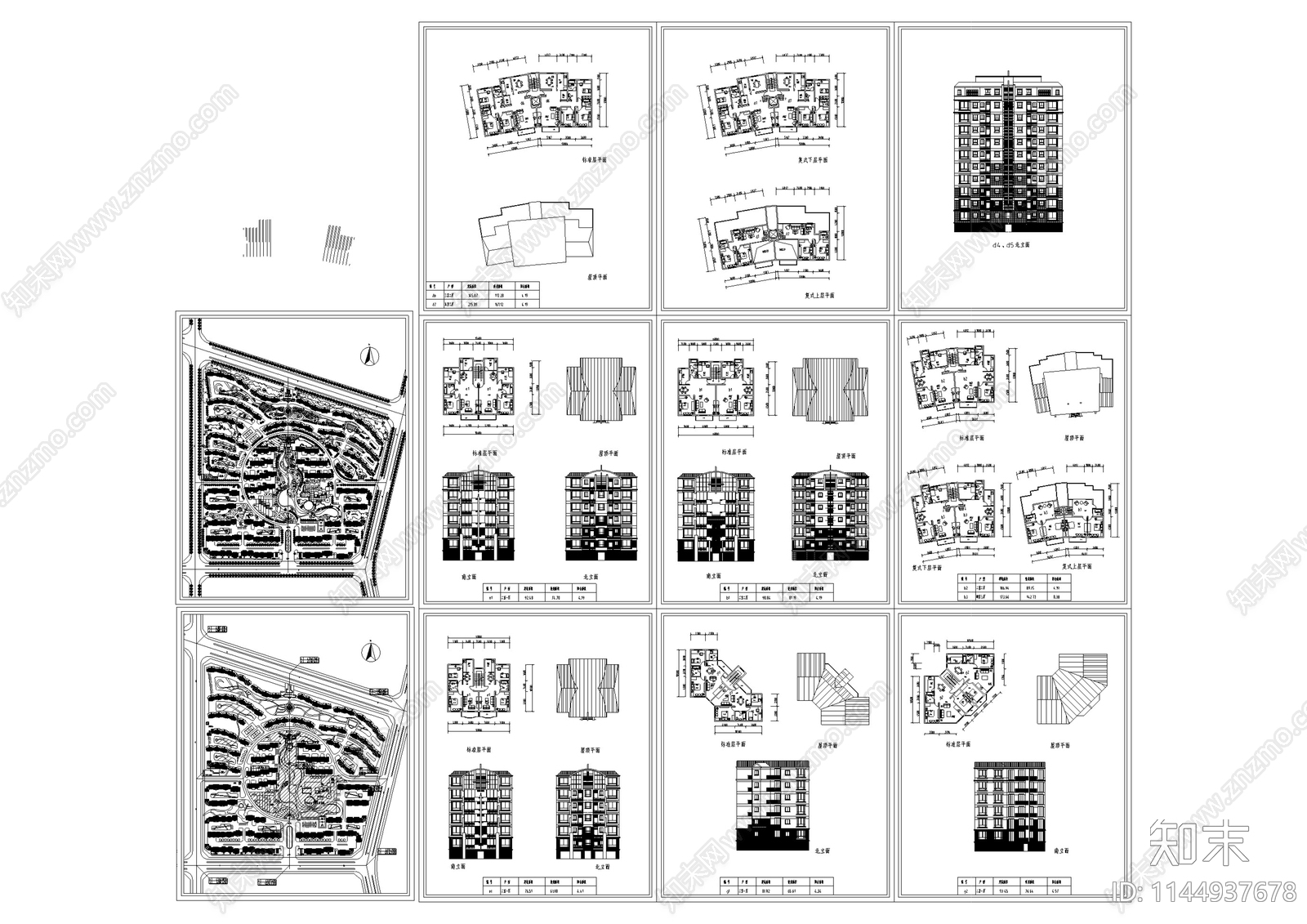 居住区建筑cad施工图下载【ID:1144937678】