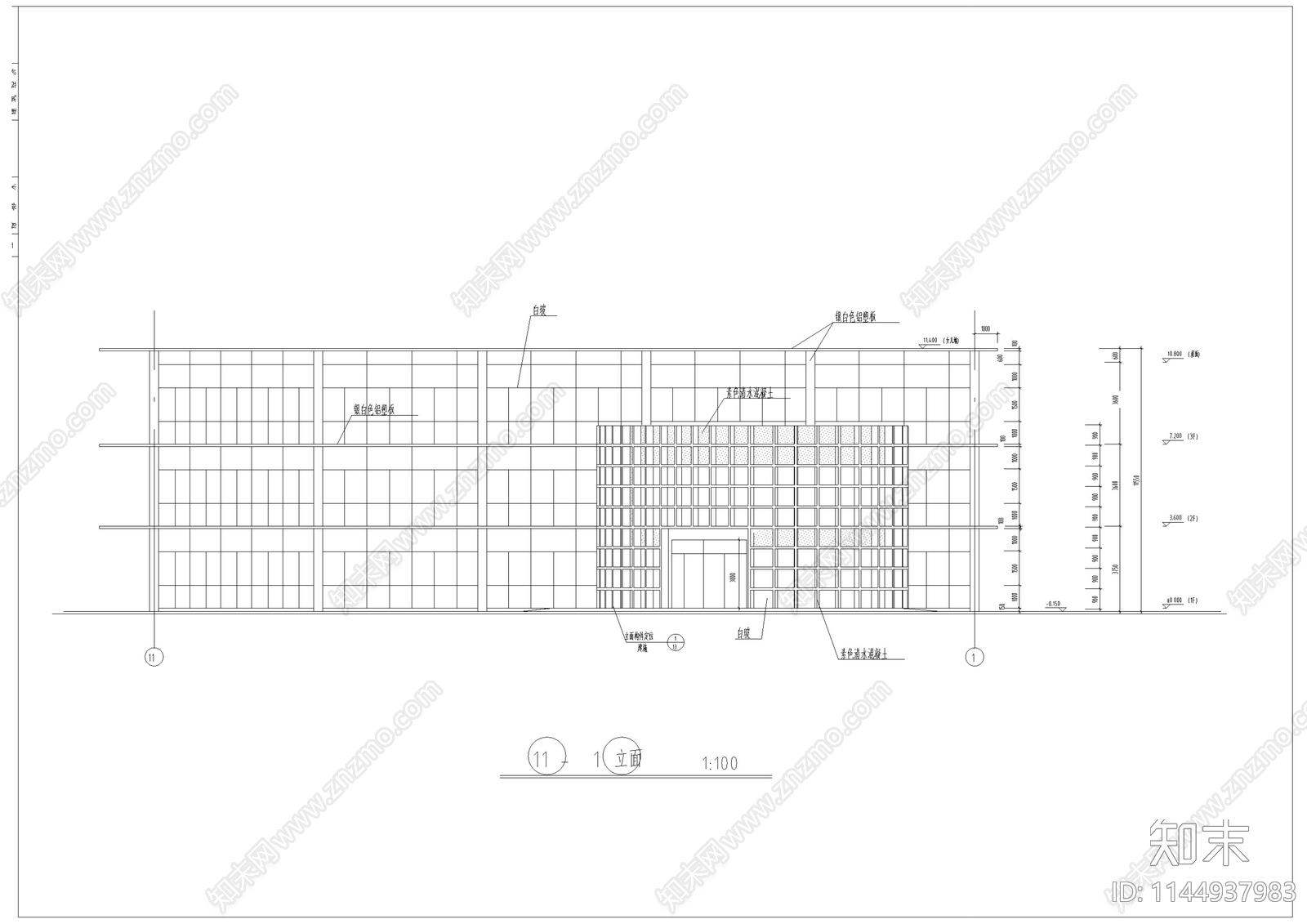 居住区规划及会所建筑cad施工图下载【ID:1144937983】