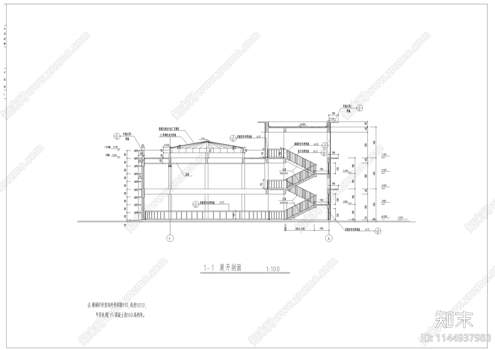 居住区规划及会所建筑cad施工图下载【ID:1144937983】