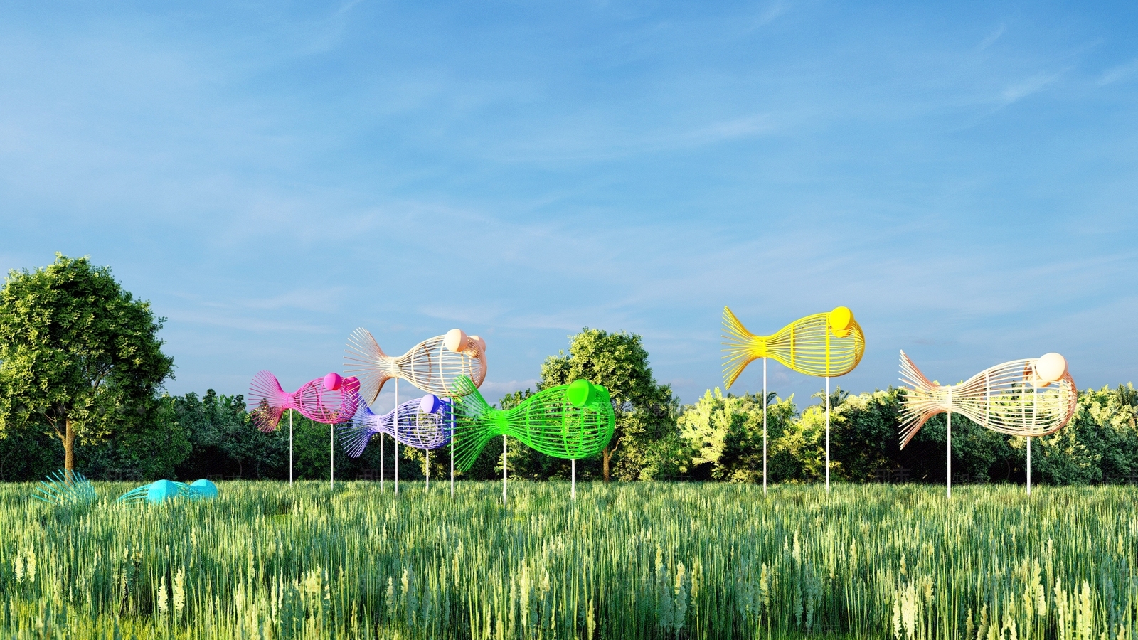 现代鱼小品SU模型下载【ID:1144939181】