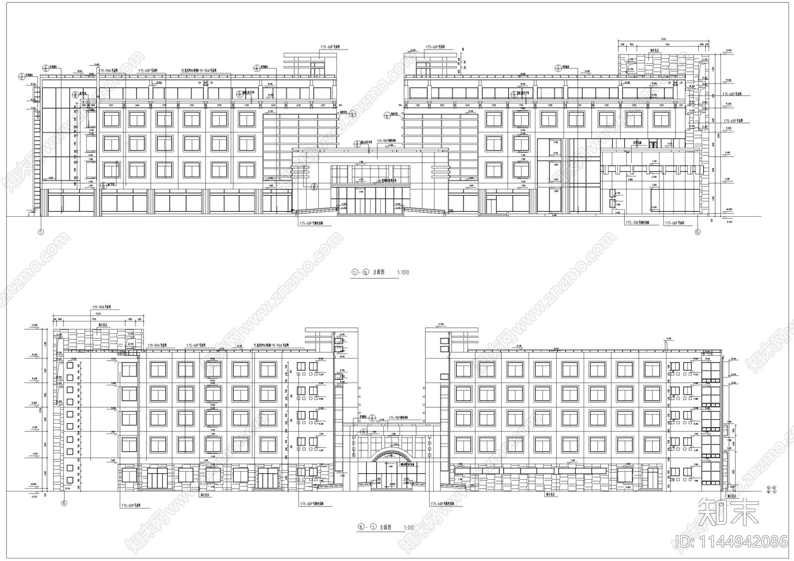 大学生综合活动中心建筑cad施工图下载【ID:1144942086】