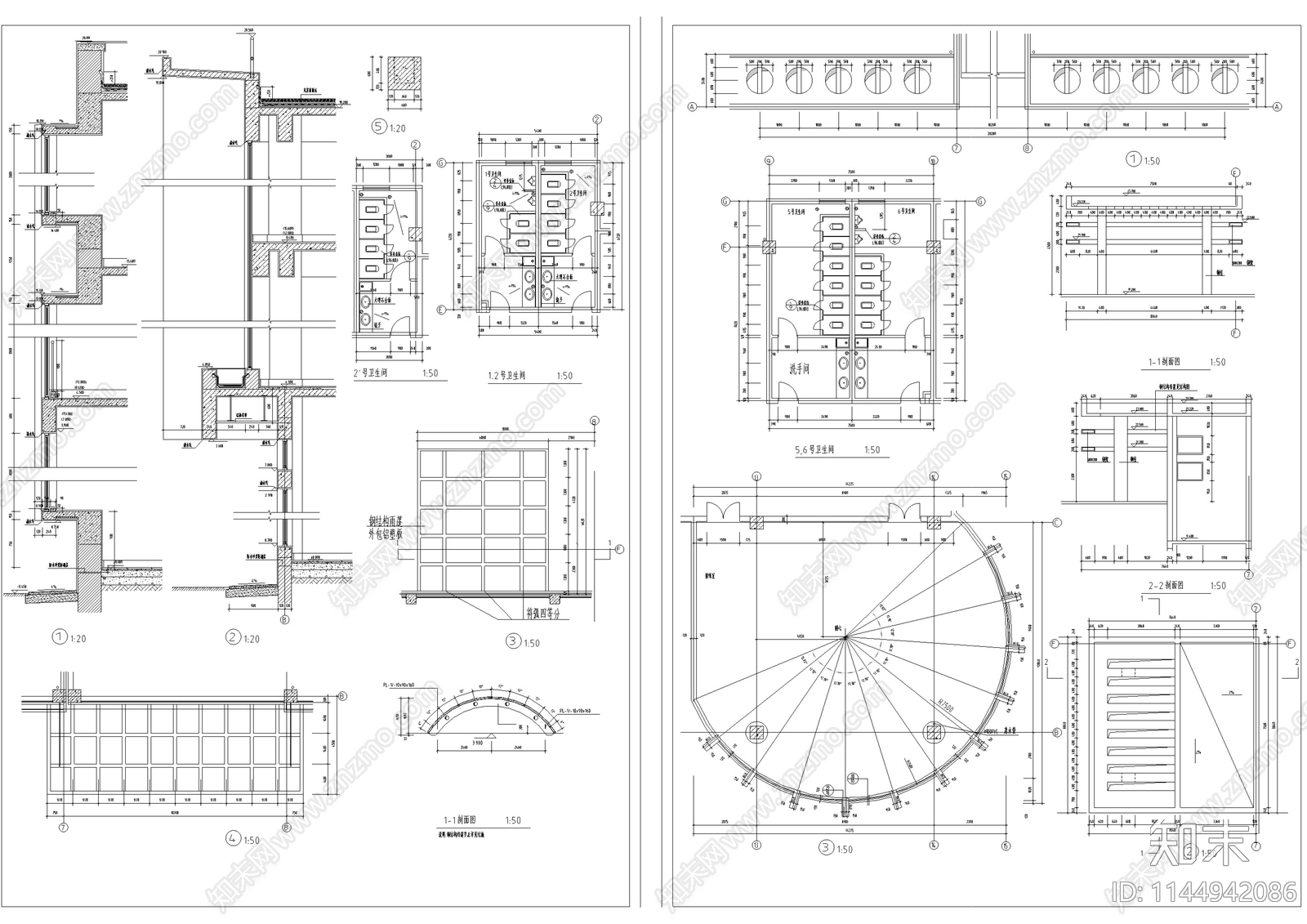 大学生综合活动中心建筑cad施工图下载【ID:1144942086】