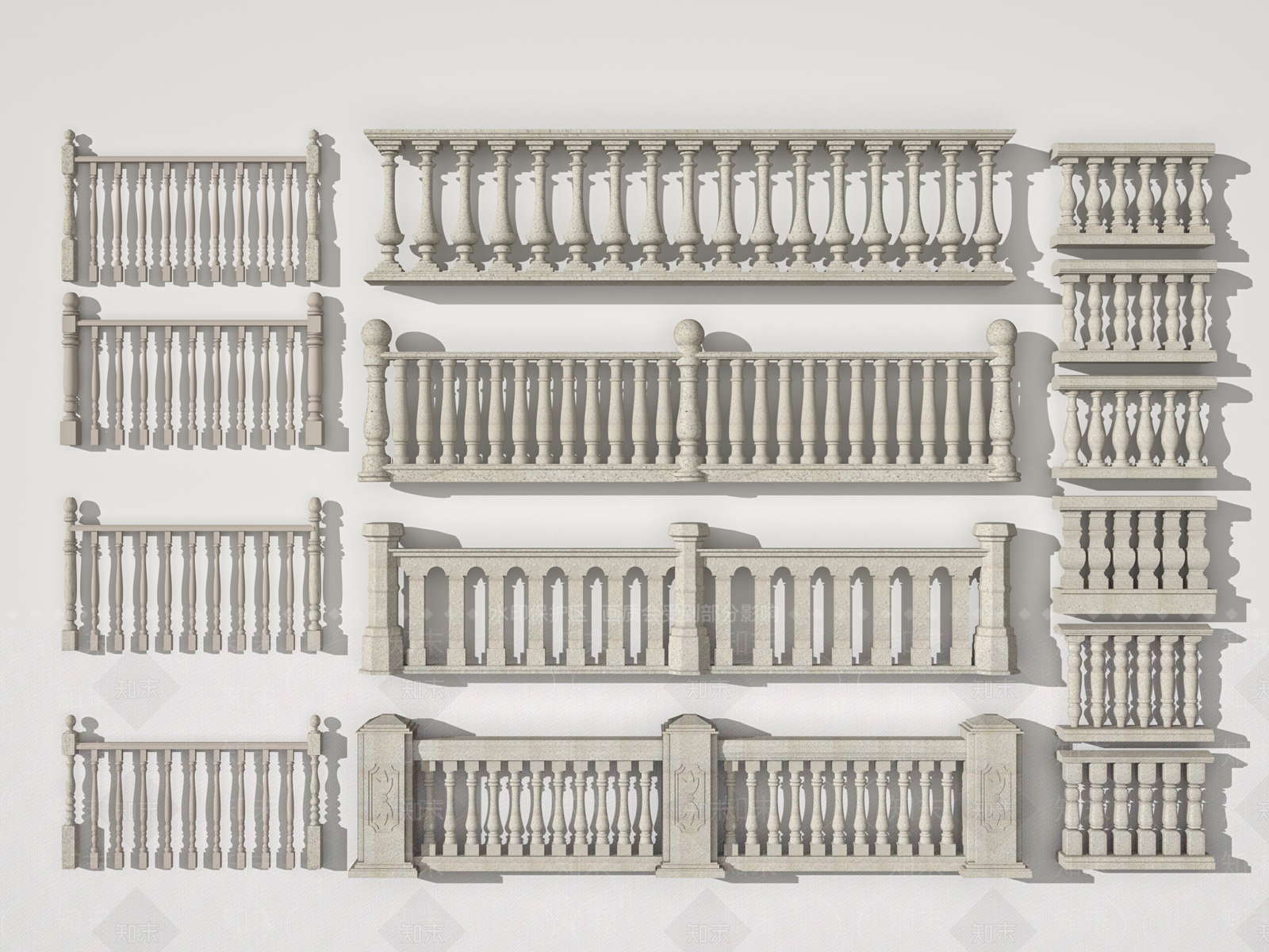 欧式柱子栏杆3D模型下载【ID:1144943617】