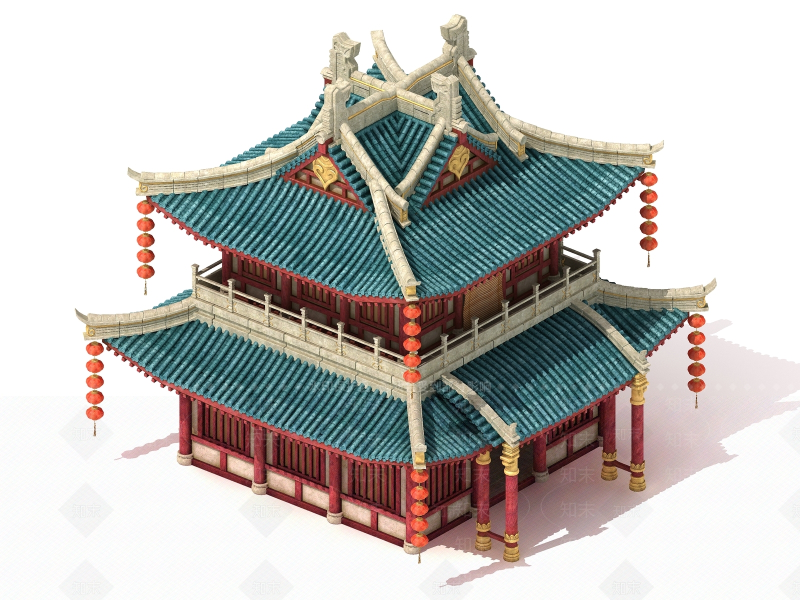 中式古楼古建筑3D模型下载【ID:1144944815】