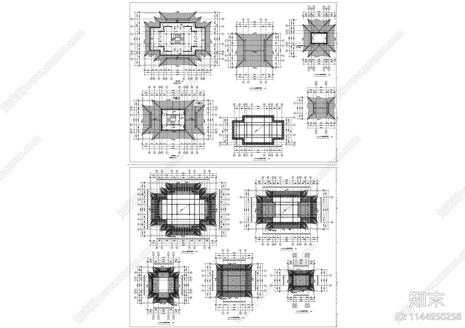 北方城门楼古建筑cad施工图下载【ID:1144950258】