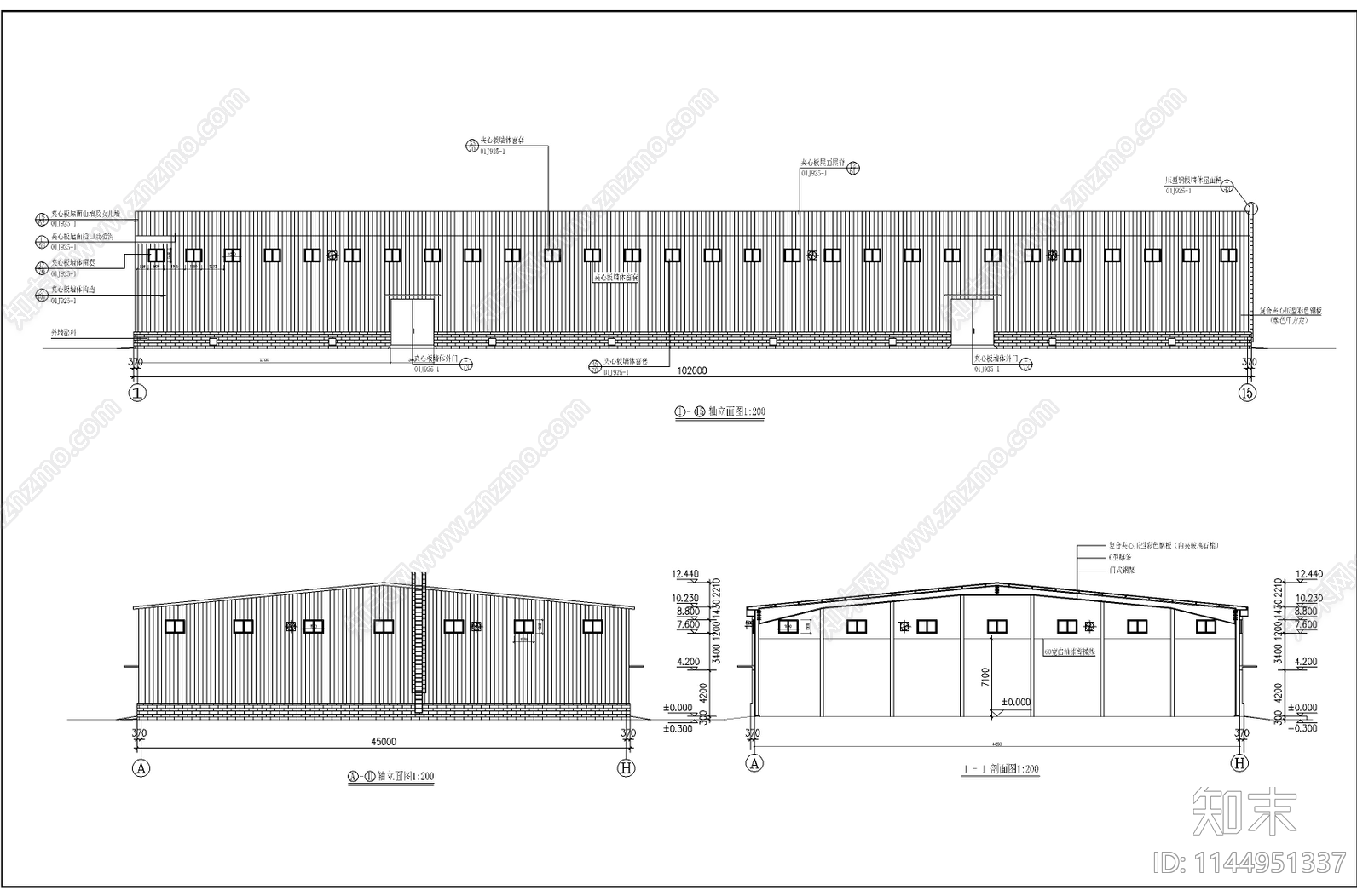 钢结构仓库建筑施工图下载【ID:1144951337】