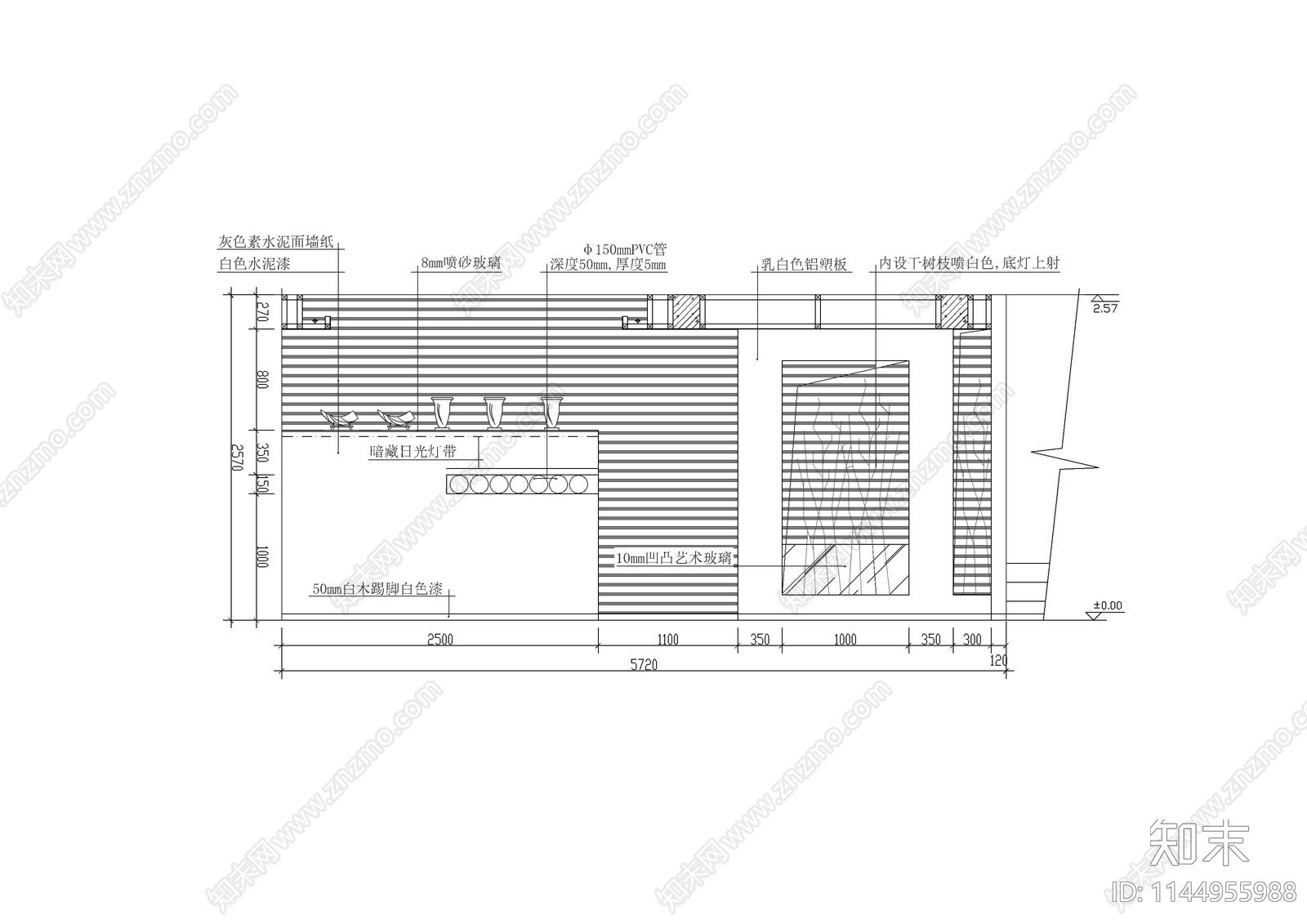 客厅背景墙详图cad施工图下载【ID:1144955988】