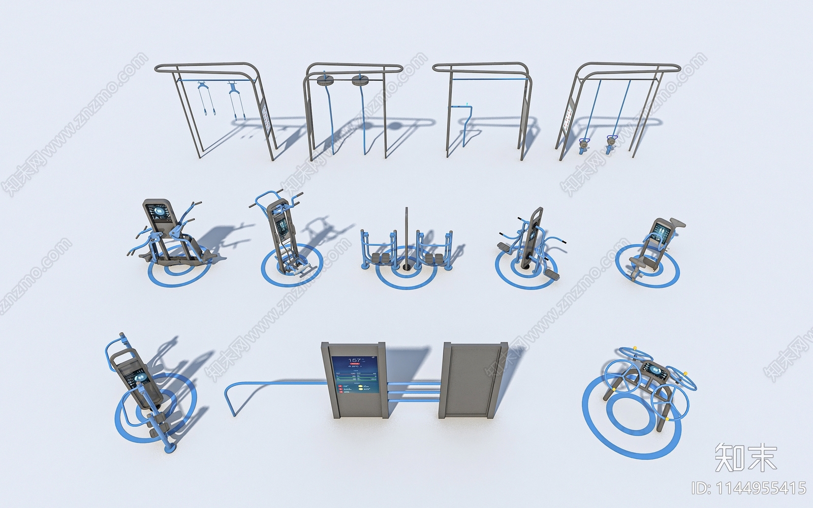 户外健身器械3D模型下载【ID:1144955415】