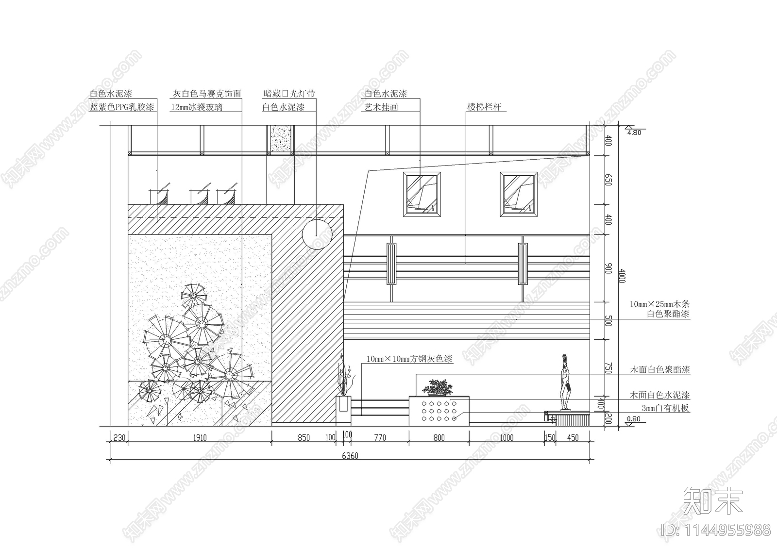 客厅背景墙详图cad施工图下载【ID:1144955988】