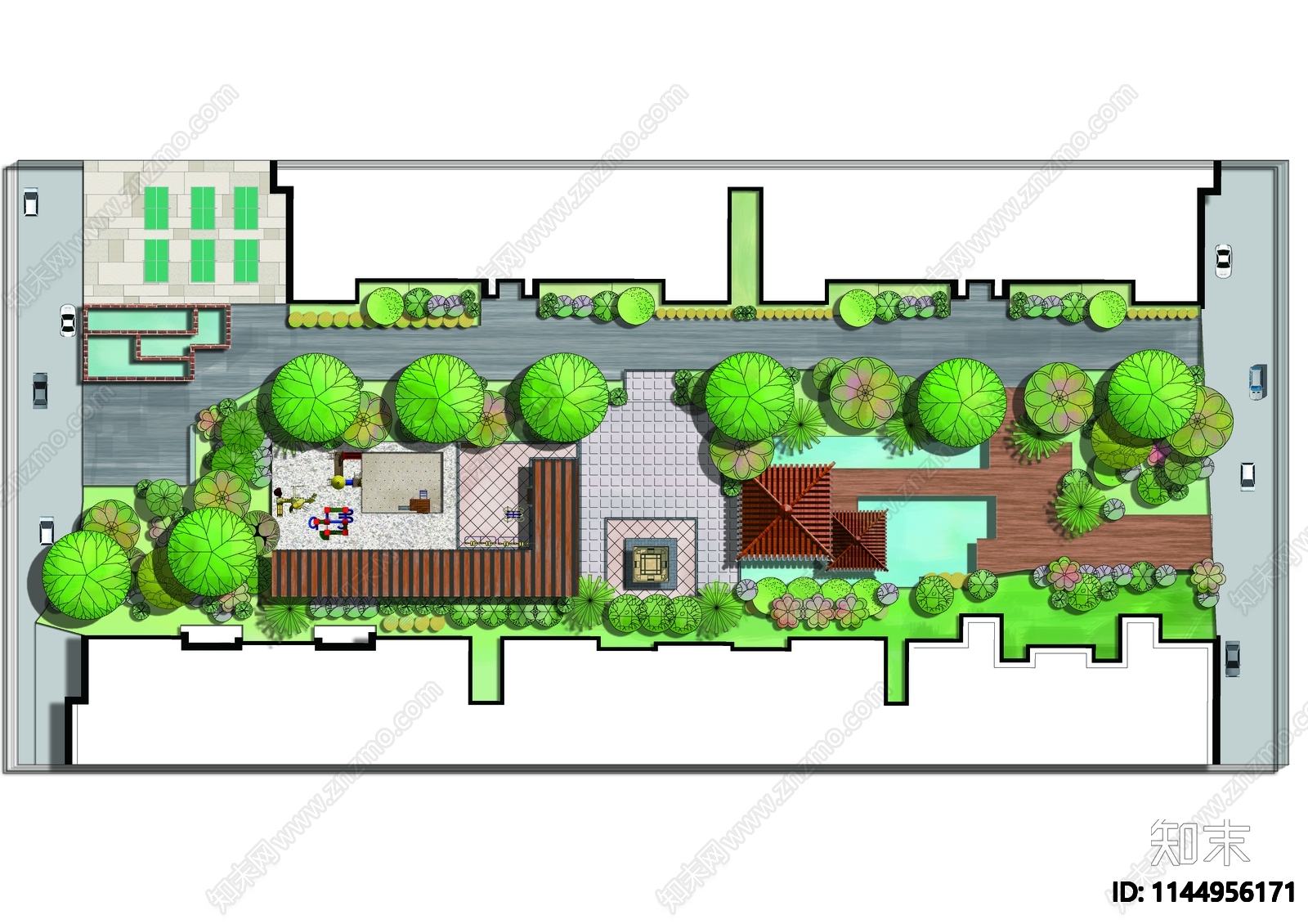 PSD免抠小区绿地彩平图下载【ID:1144956171】