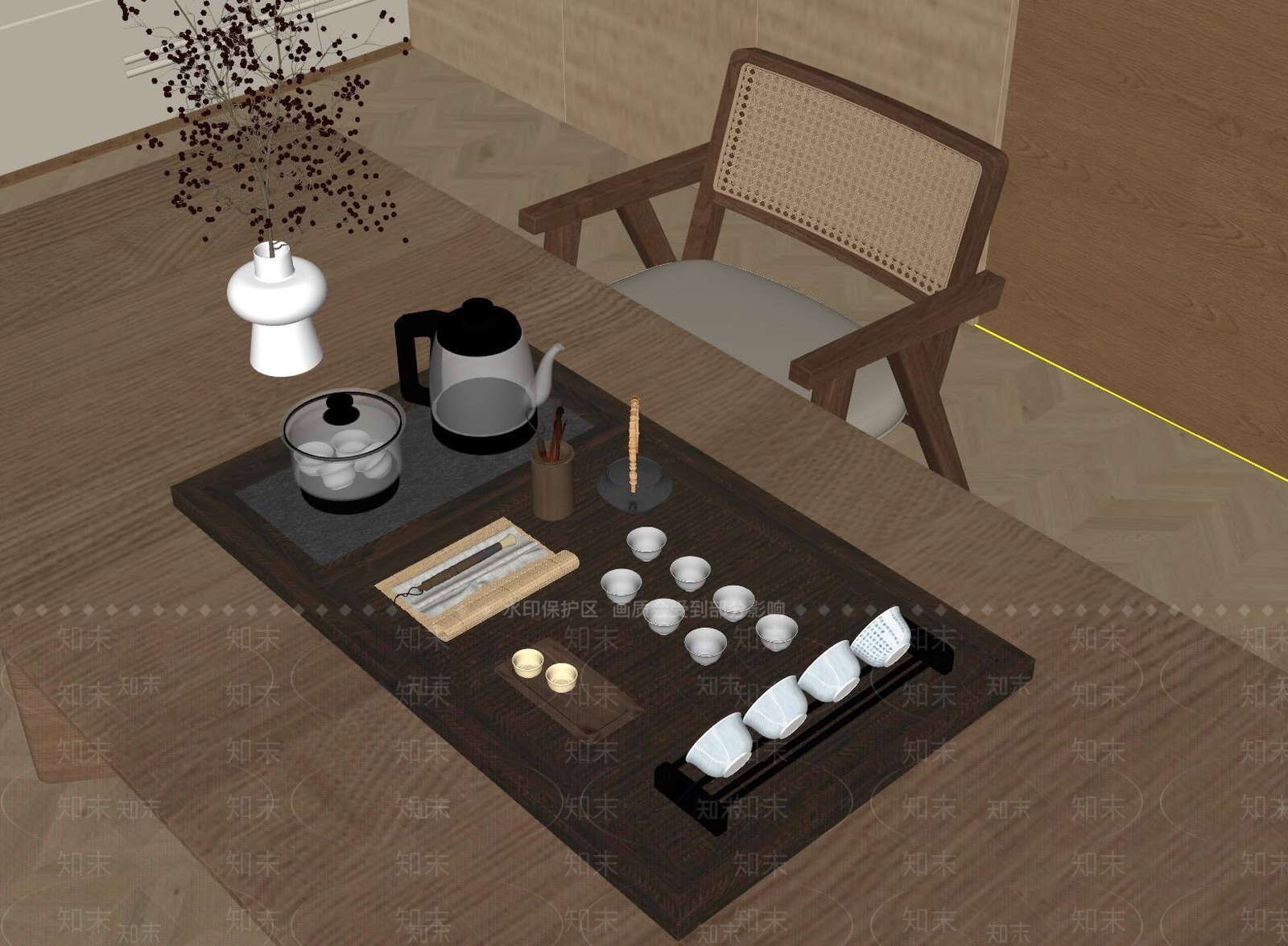 茶具摆件SU模型下载【ID:1144963230】
