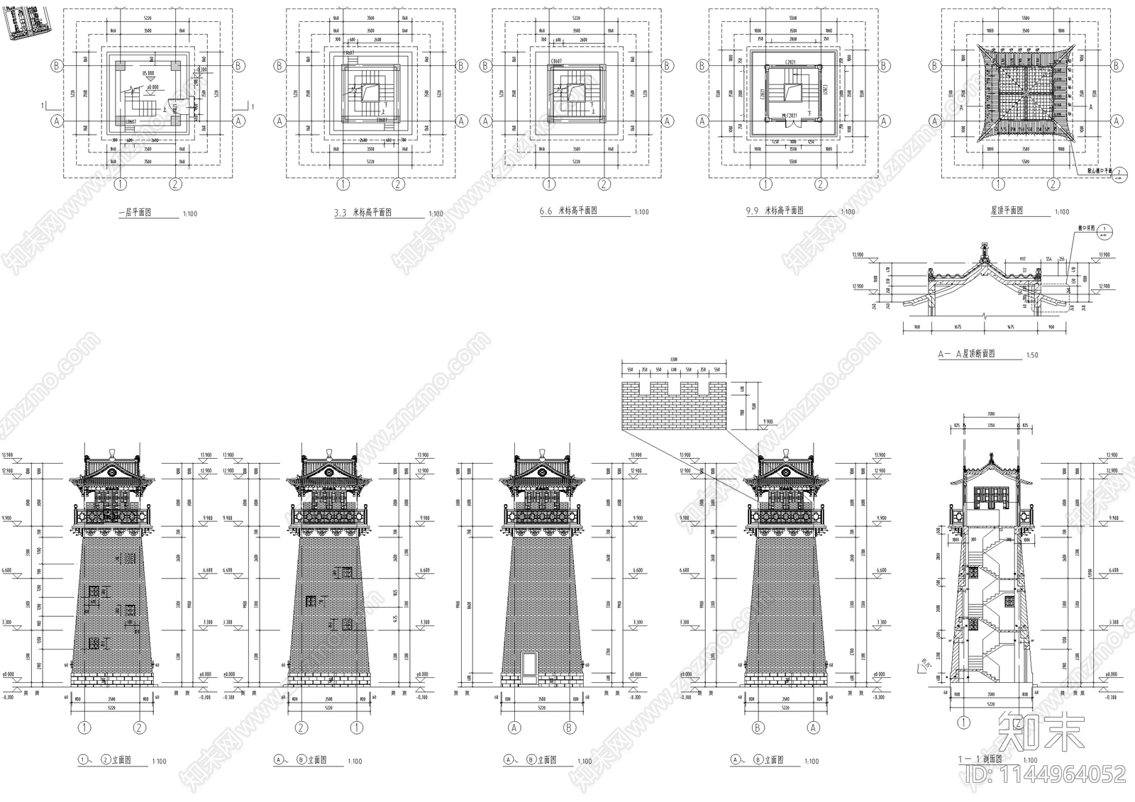 碉堡古建cad施工图下载【ID:1144964052】