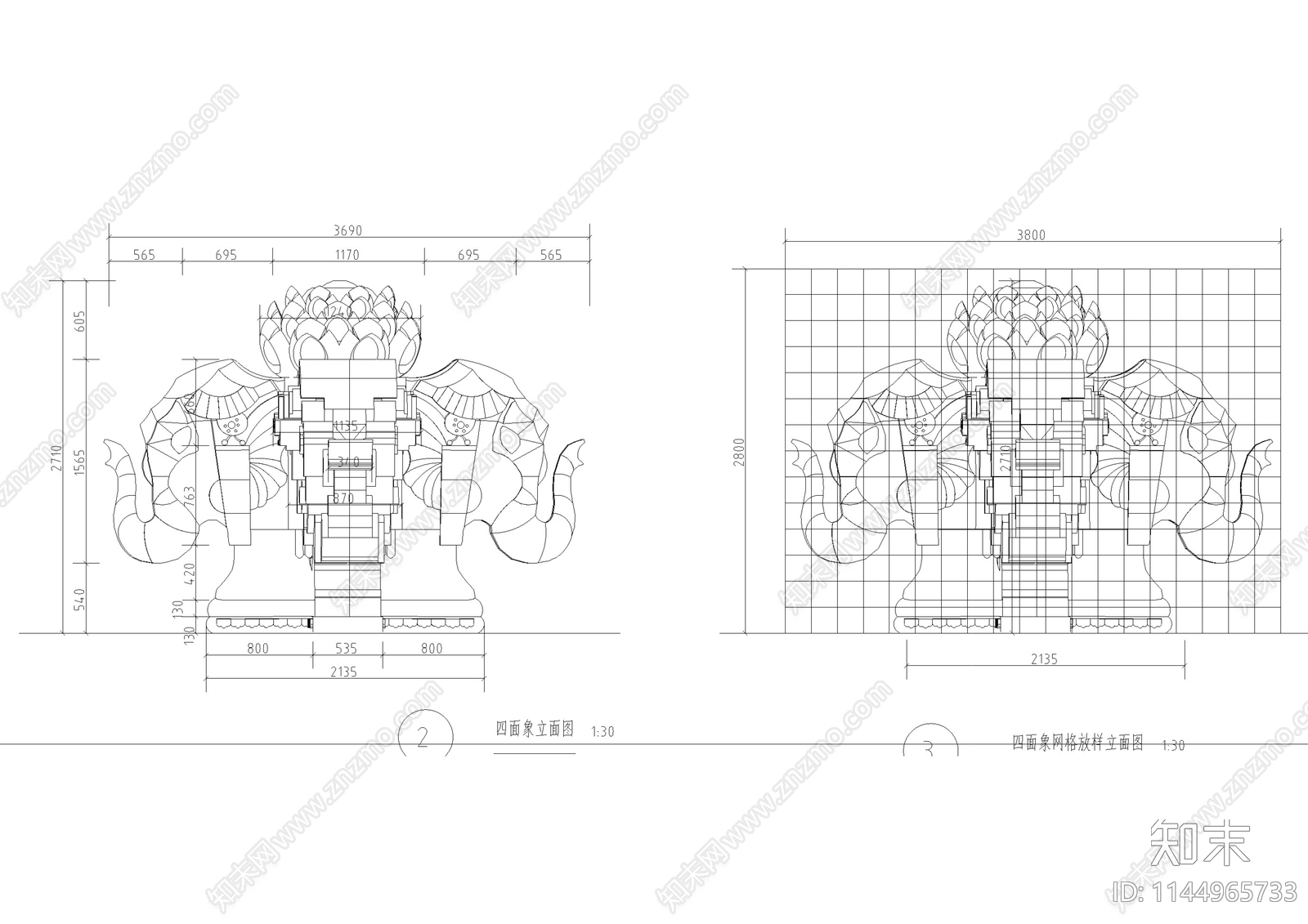 四面象雕塑cad施工图下载【ID:1144965733】