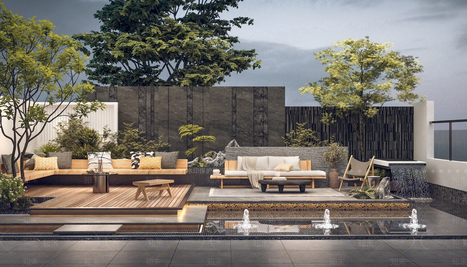 现代屋顶花园景观3D模型下载【ID:1144966018】