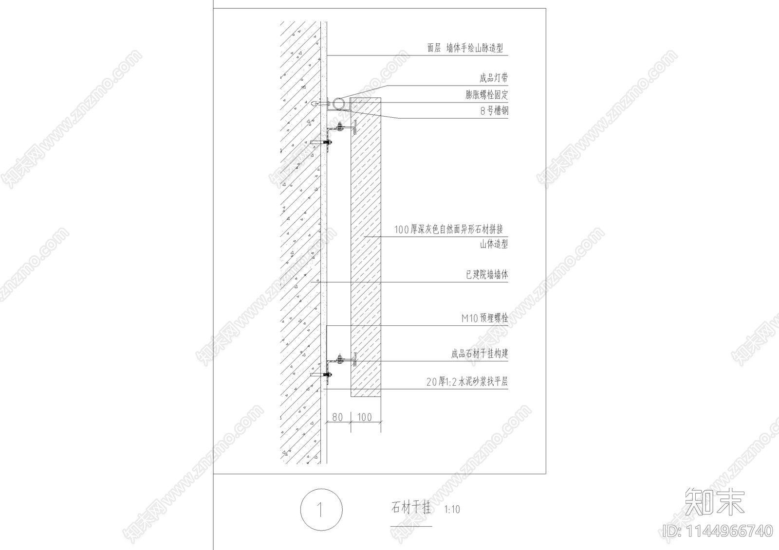 彩绘景墙节点详图施工图下载【ID:1144966740】