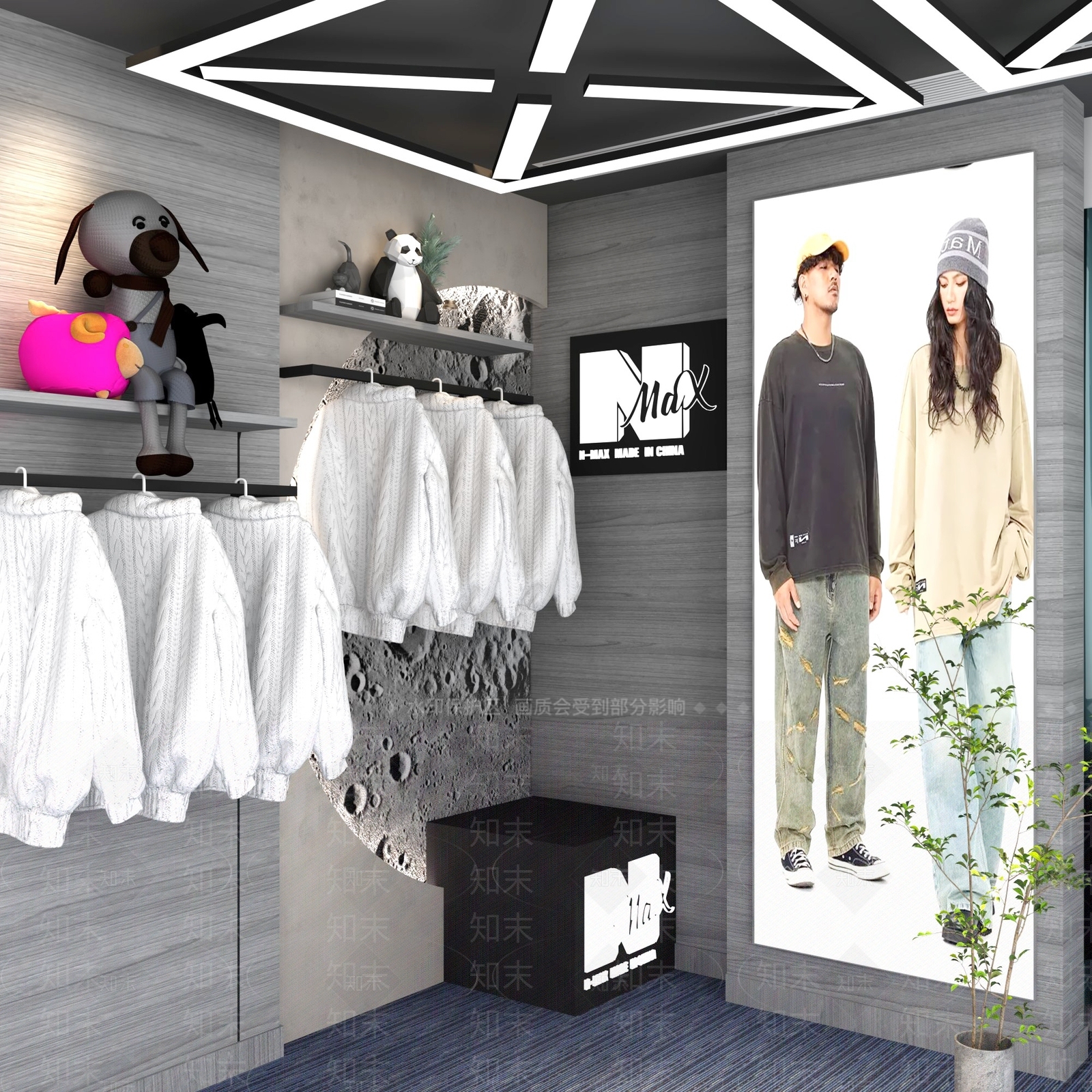 服装鞋店直播间背景3D模型下载【ID:1144969370】
