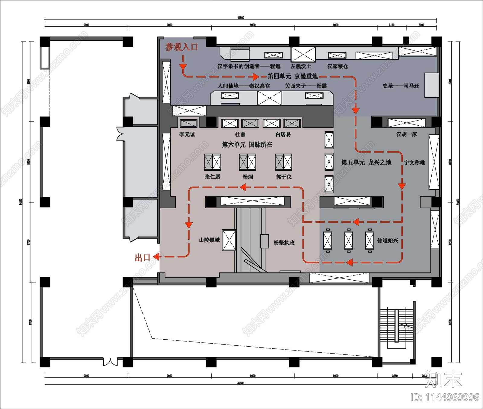 渭南博物馆展厅平面图施工图下载【ID:1144969996】