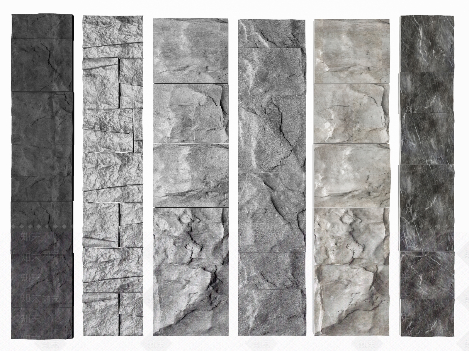 现代文化石头背景墙3D模型下载【ID:1144970777】