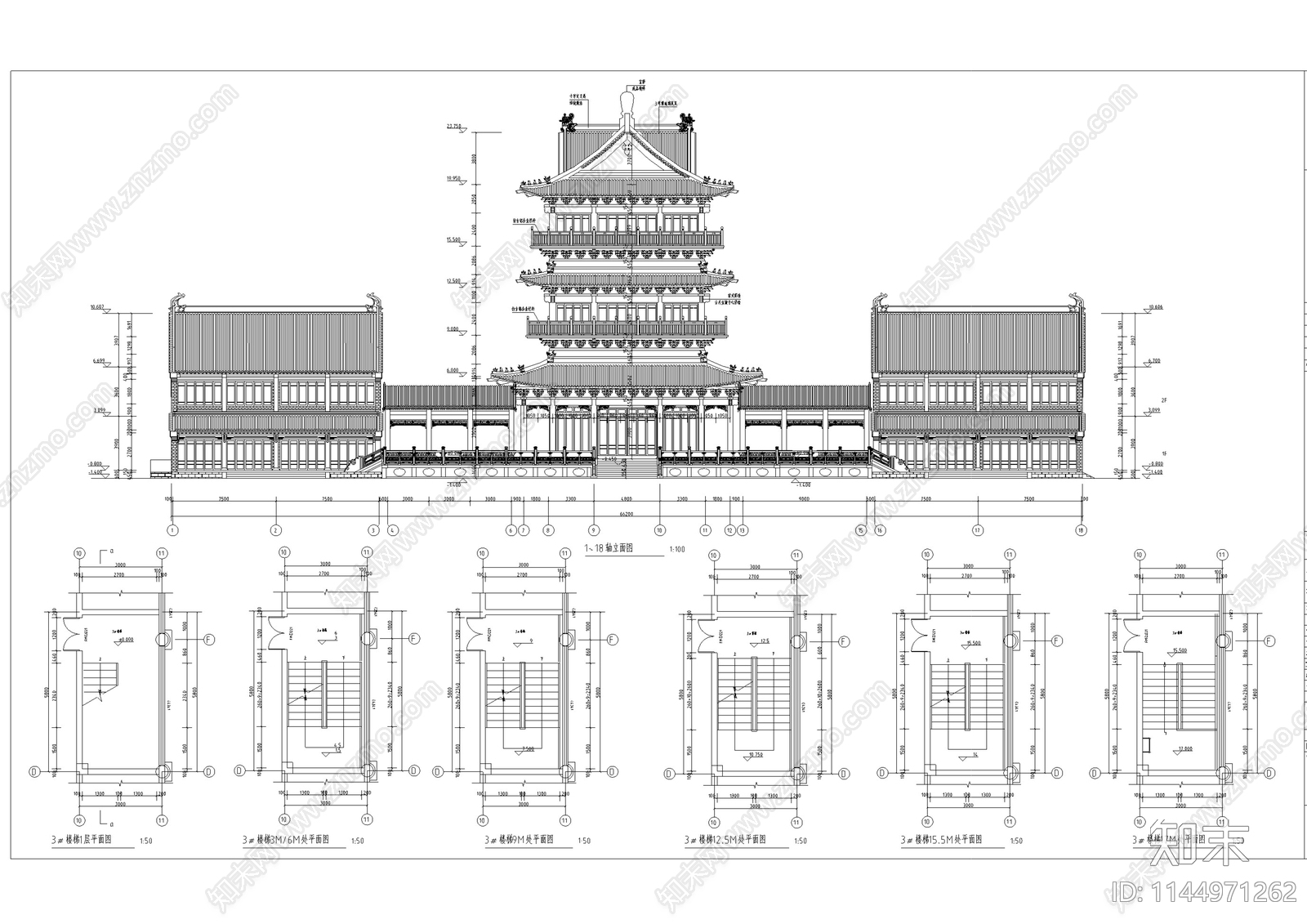 北方明清楼阁古建筑cad施工图下载【ID:1144971262】