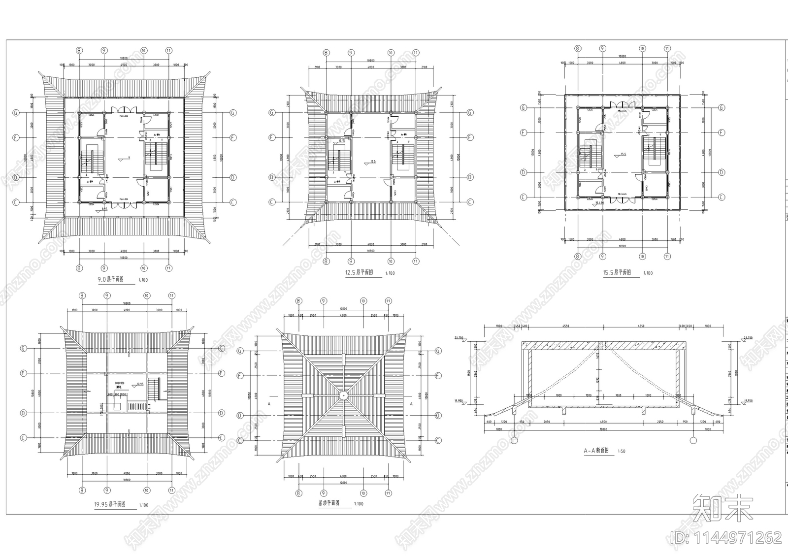 北方明清楼阁古建筑cad施工图下载【ID:1144971262】