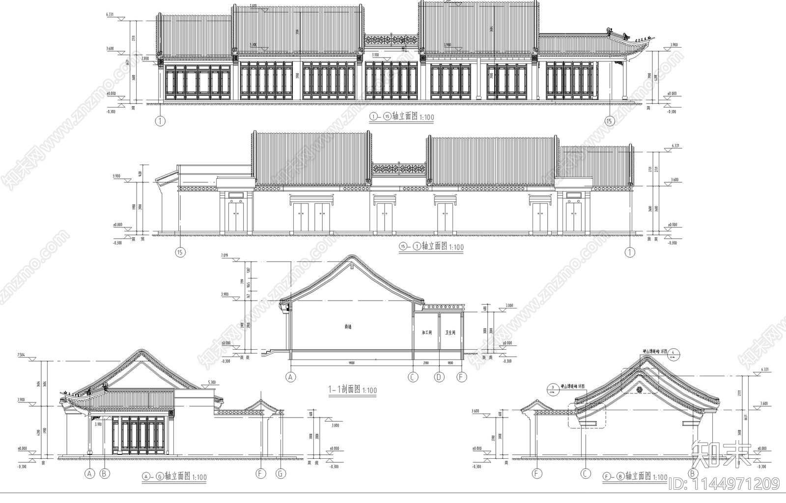 北方明清仿古商业街区cad施工图下载【ID:1144971209】