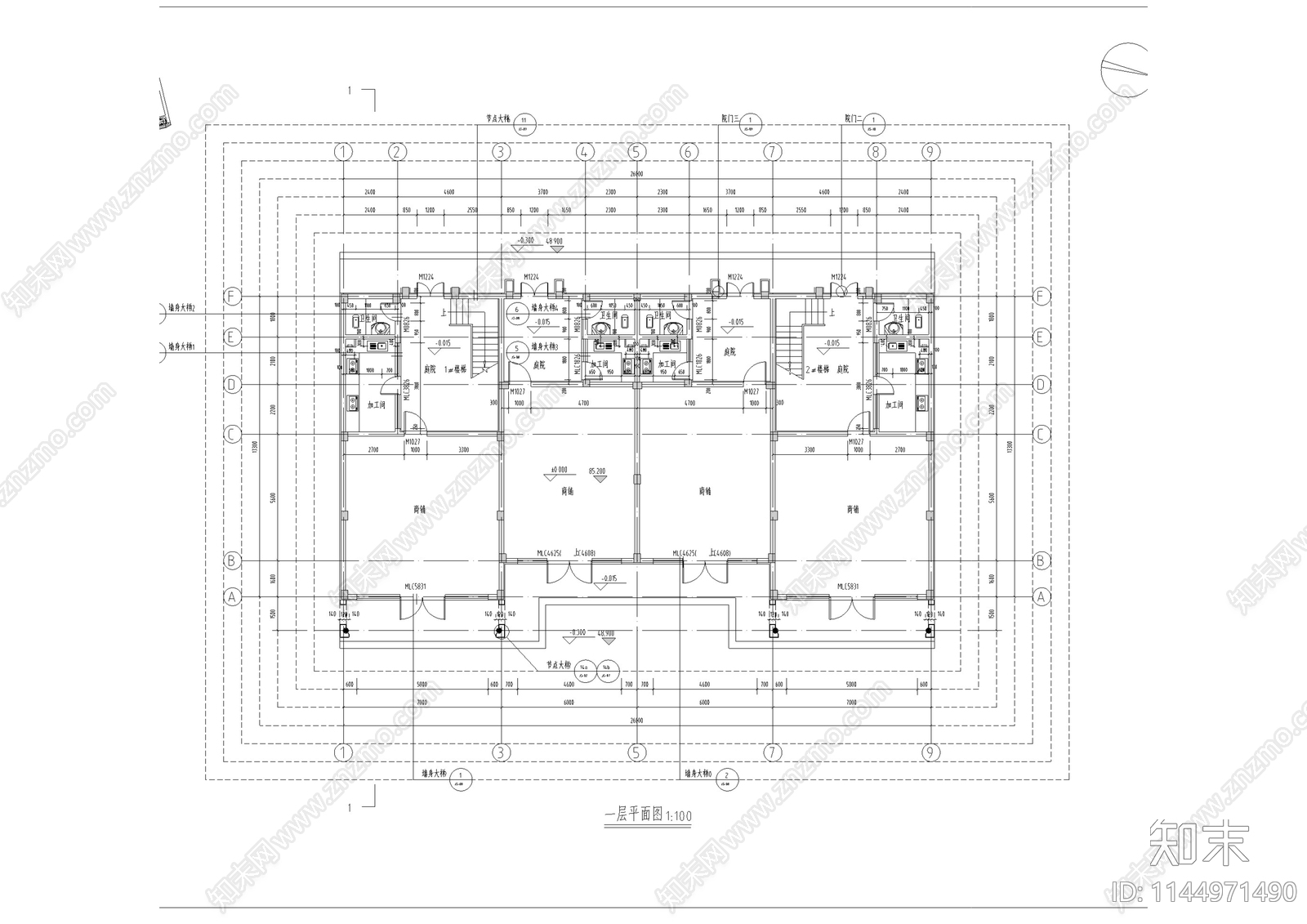 古建筑节点cad施工图下载【ID:1144971490】