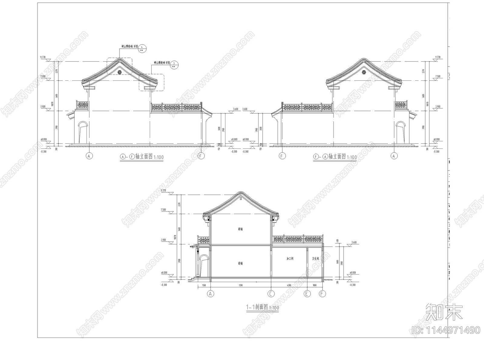 古建筑节点cad施工图下载【ID:1144971490】