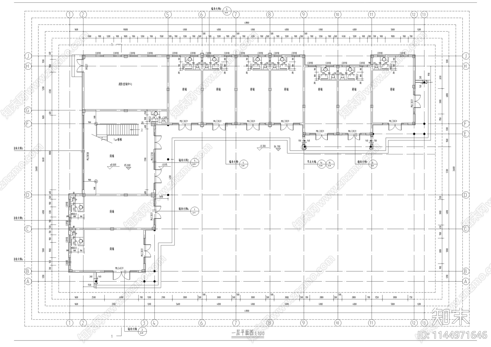 古建筑节点cad施工图下载【ID:1144971646】