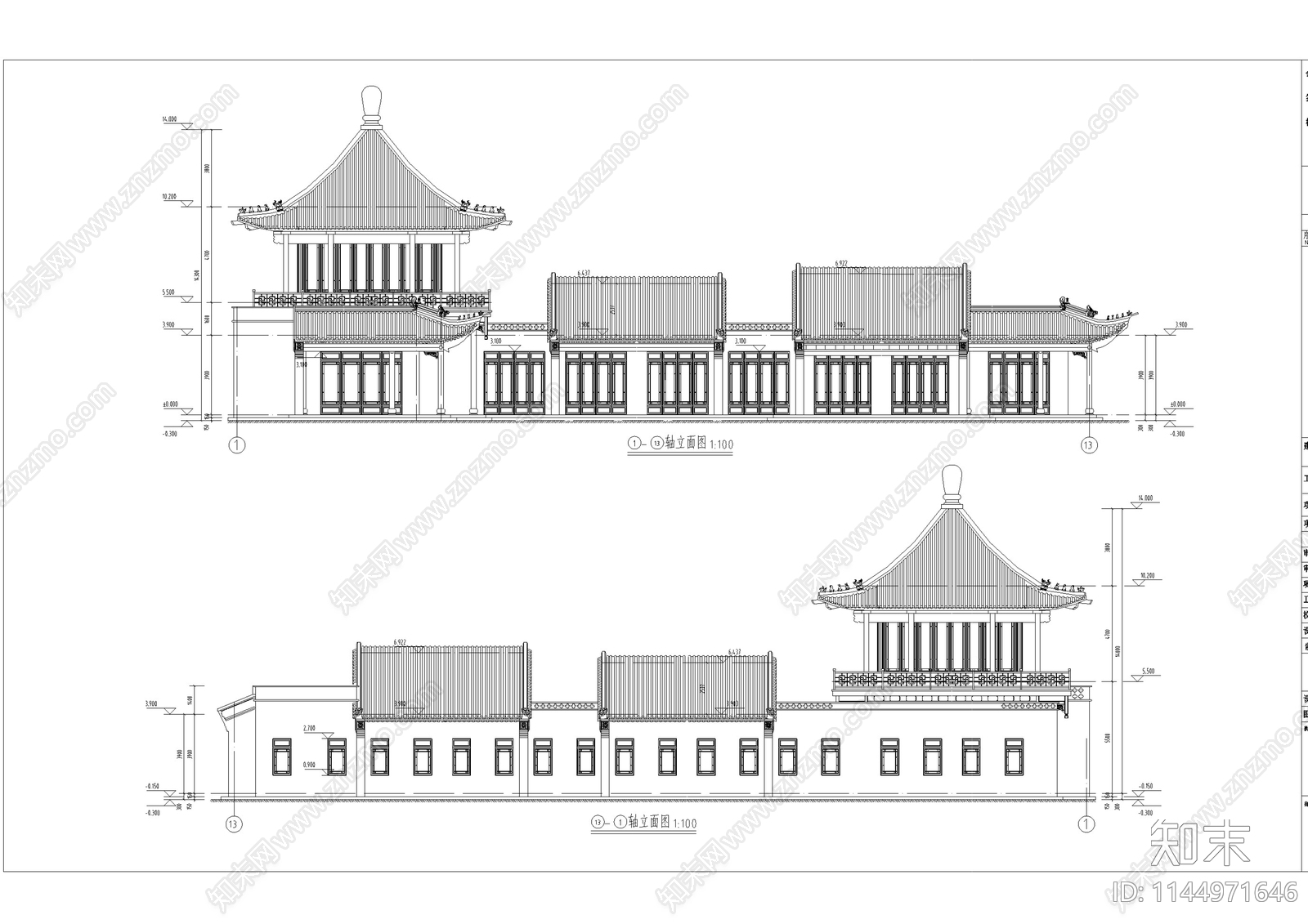 古建筑节点cad施工图下载【ID:1144971646】