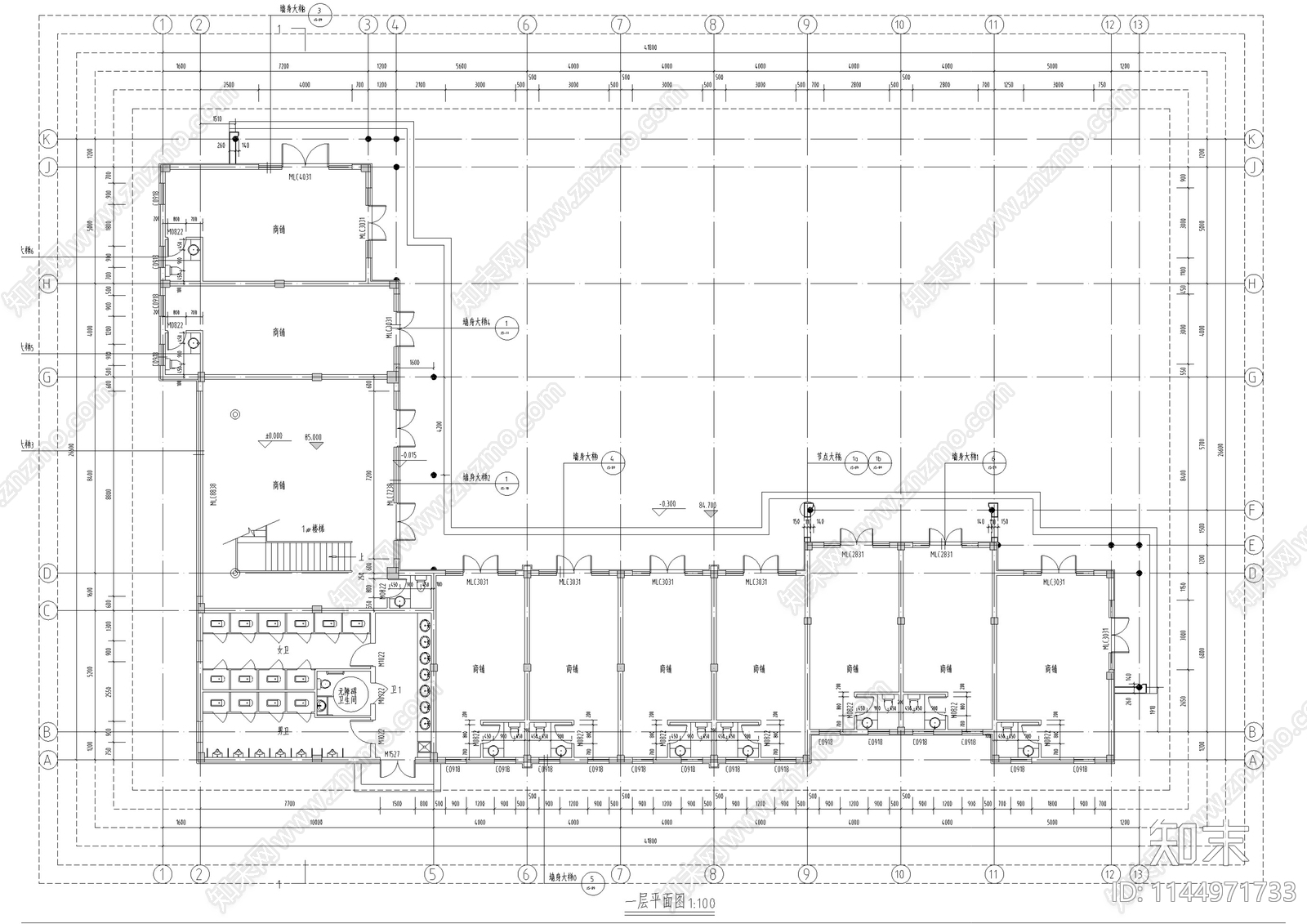 古建筑节点cad施工图下载【ID:1144971733】