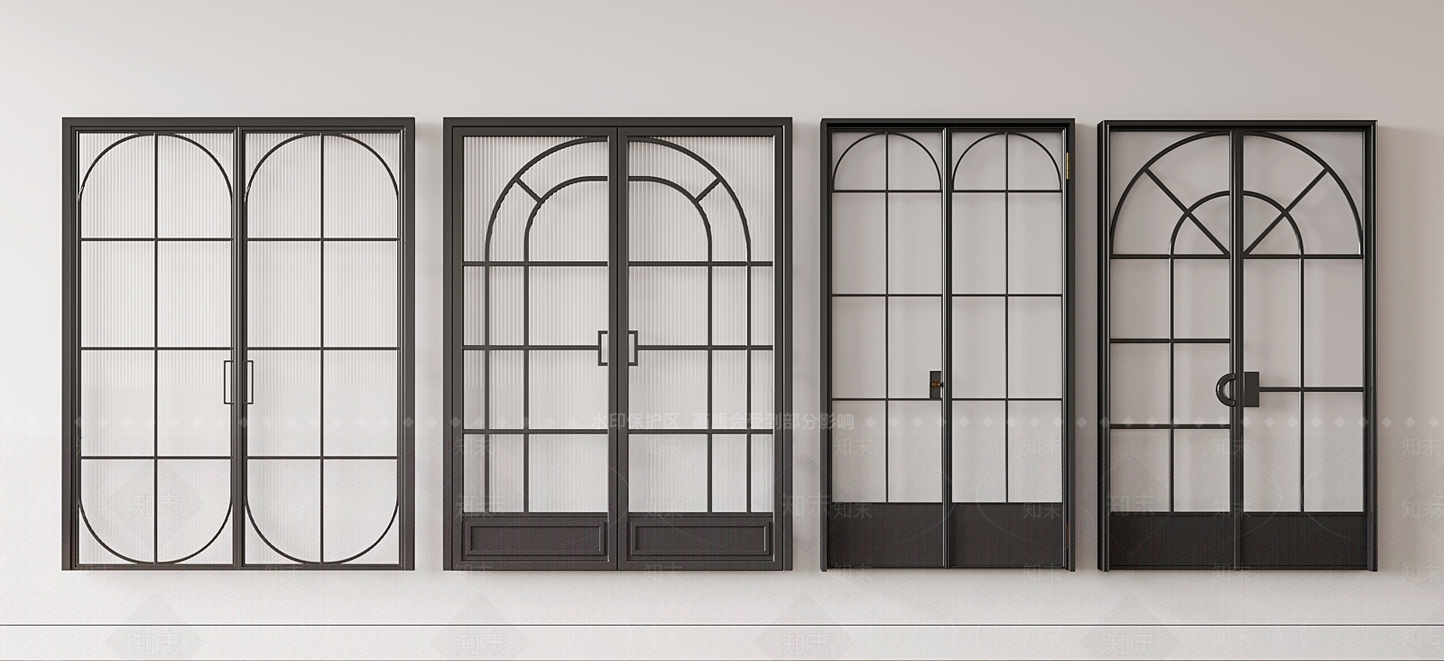 法式铁艺玻璃双开门3D模型下载【ID:1144971718】