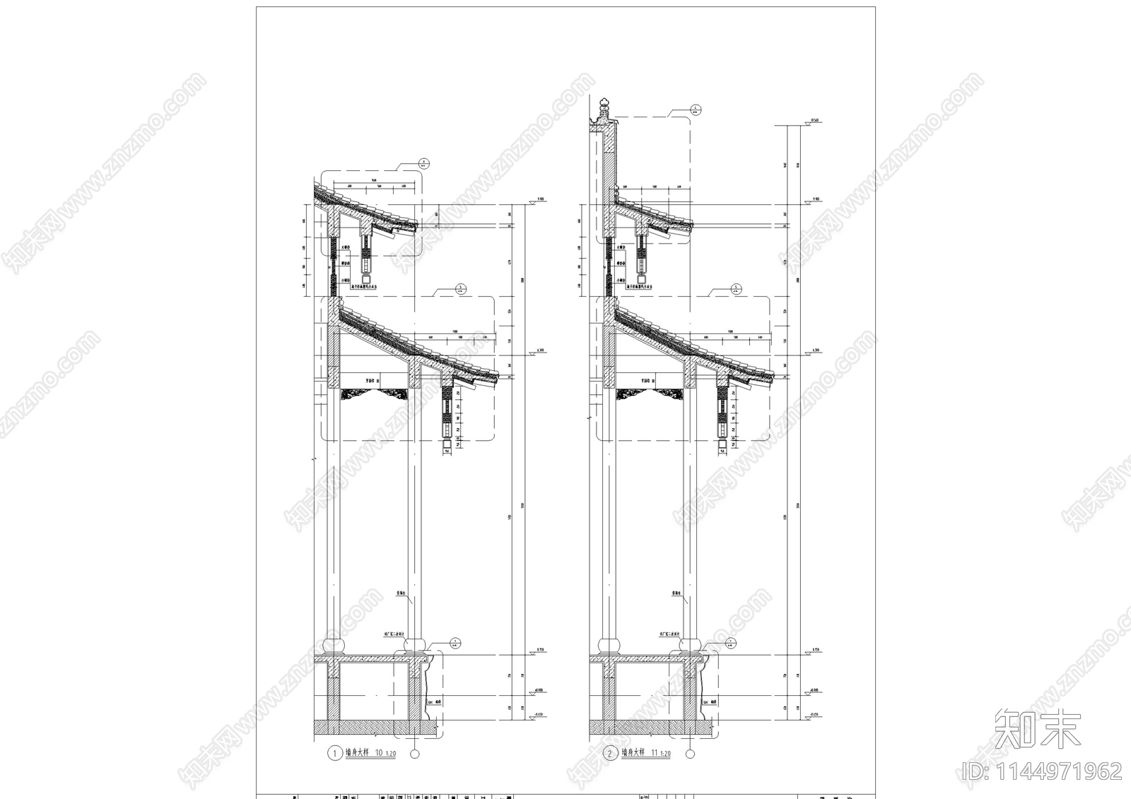 古建筑节点cad施工图下载【ID:1144971962】