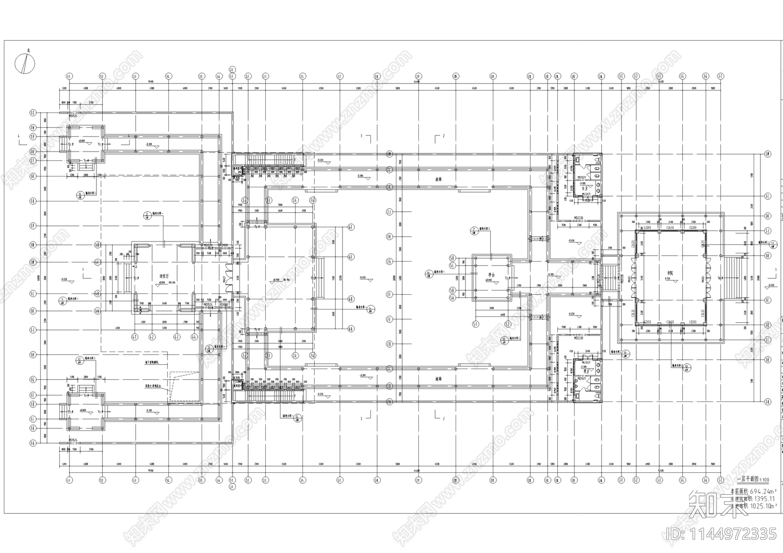 明清书院仿古建筑cad施工图下载【ID:1144972335】