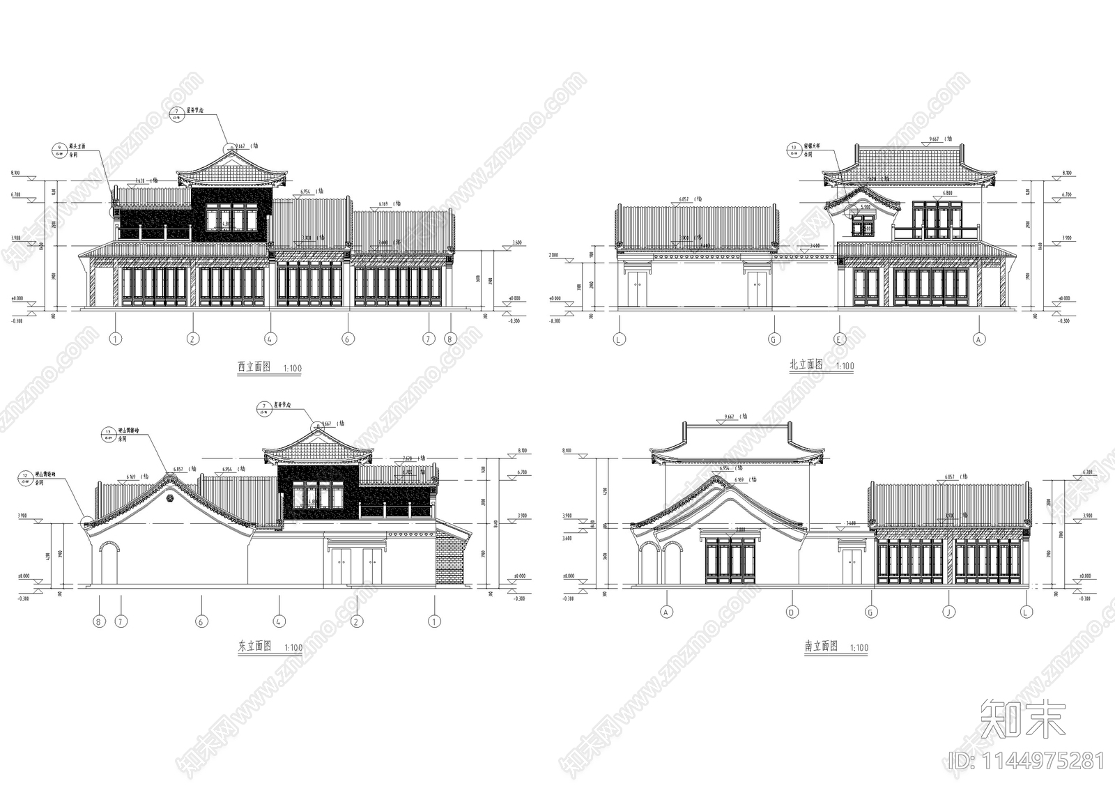 古建筑节点cad施工图下载【ID:1144975281】