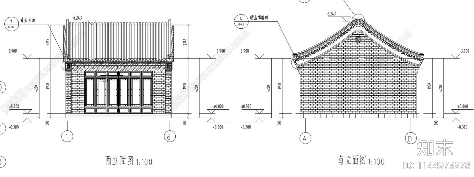 仿古街区公共厕所设计施工图下载【ID:1144975278】