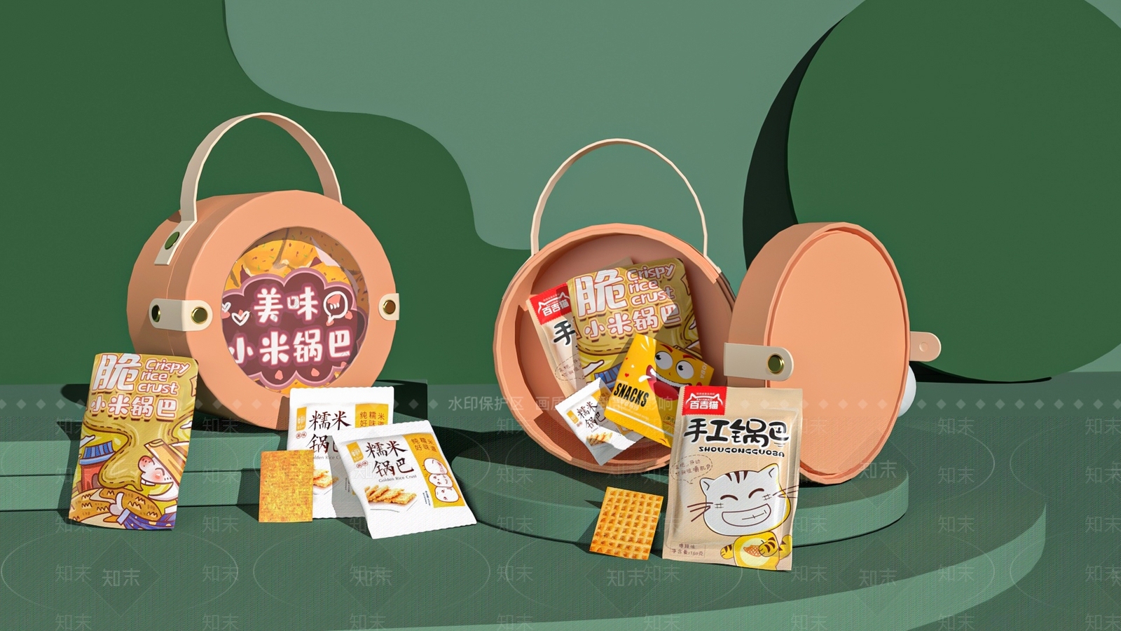 生活用品礼盒包装产品锅巴零食包装袋中秋端午新年3D模型下载【ID:1144980582】