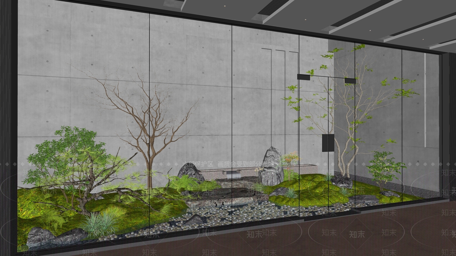 现代天井景观造景3D模型下载【ID:1144980863】_知末3d模型网