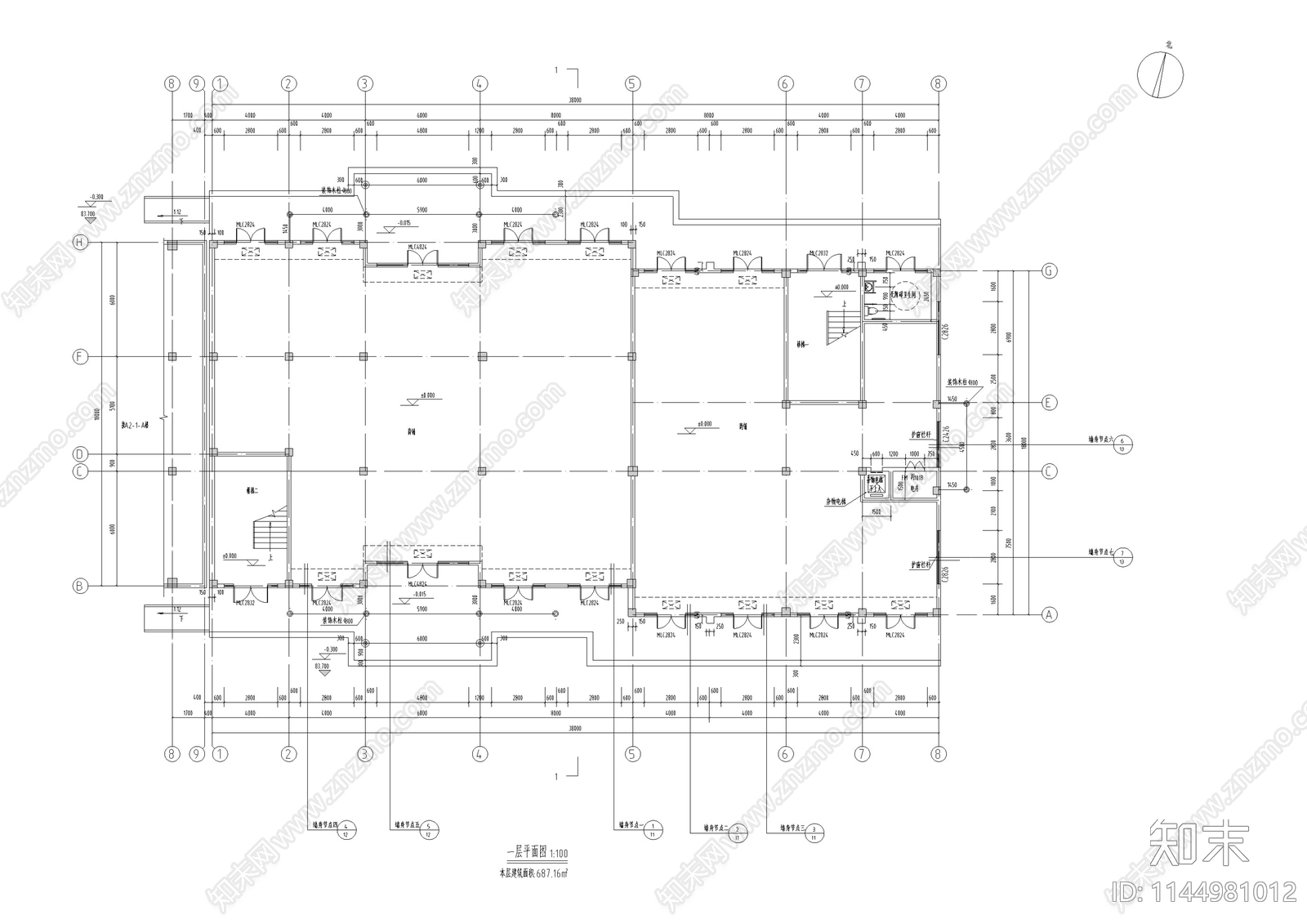 古建筑节点cad施工图下载【ID:1144981012】