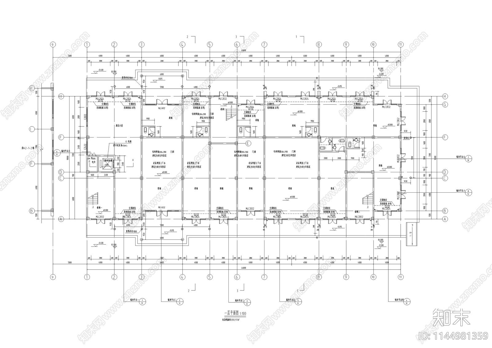 北方明清仿古街区商铺客栈建筑施工图下载【ID:1144981359】