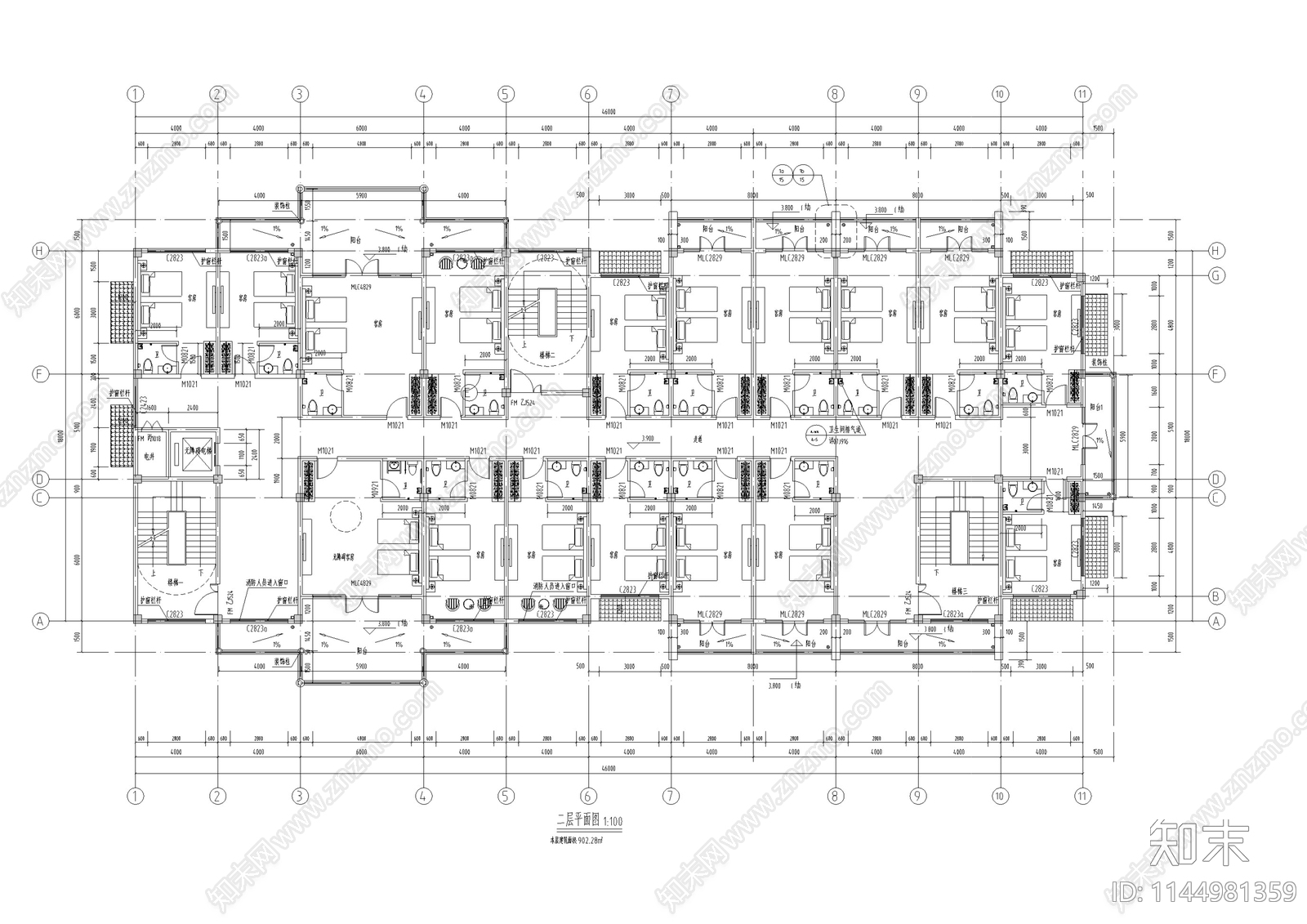 北方明清仿古街区商铺客栈建筑施工图下载【ID:1144981359】