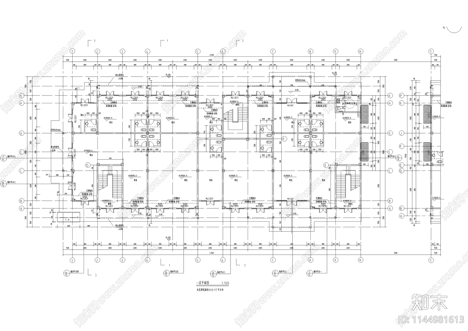 商业综合体建筑cad施工图下载【ID:1144981613】