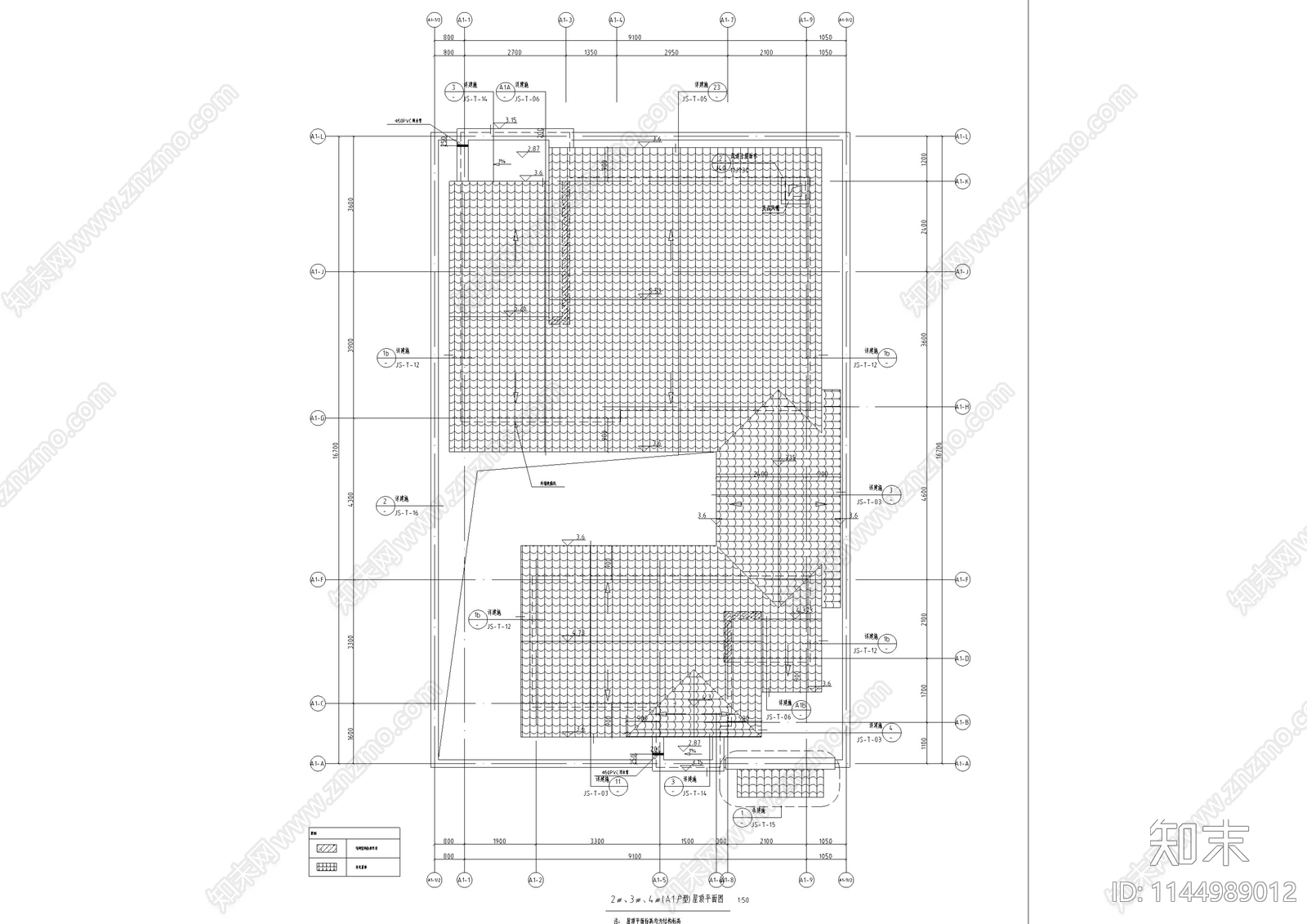 北方中式合院别墅建筑cad施工图下载【ID:1144989012】