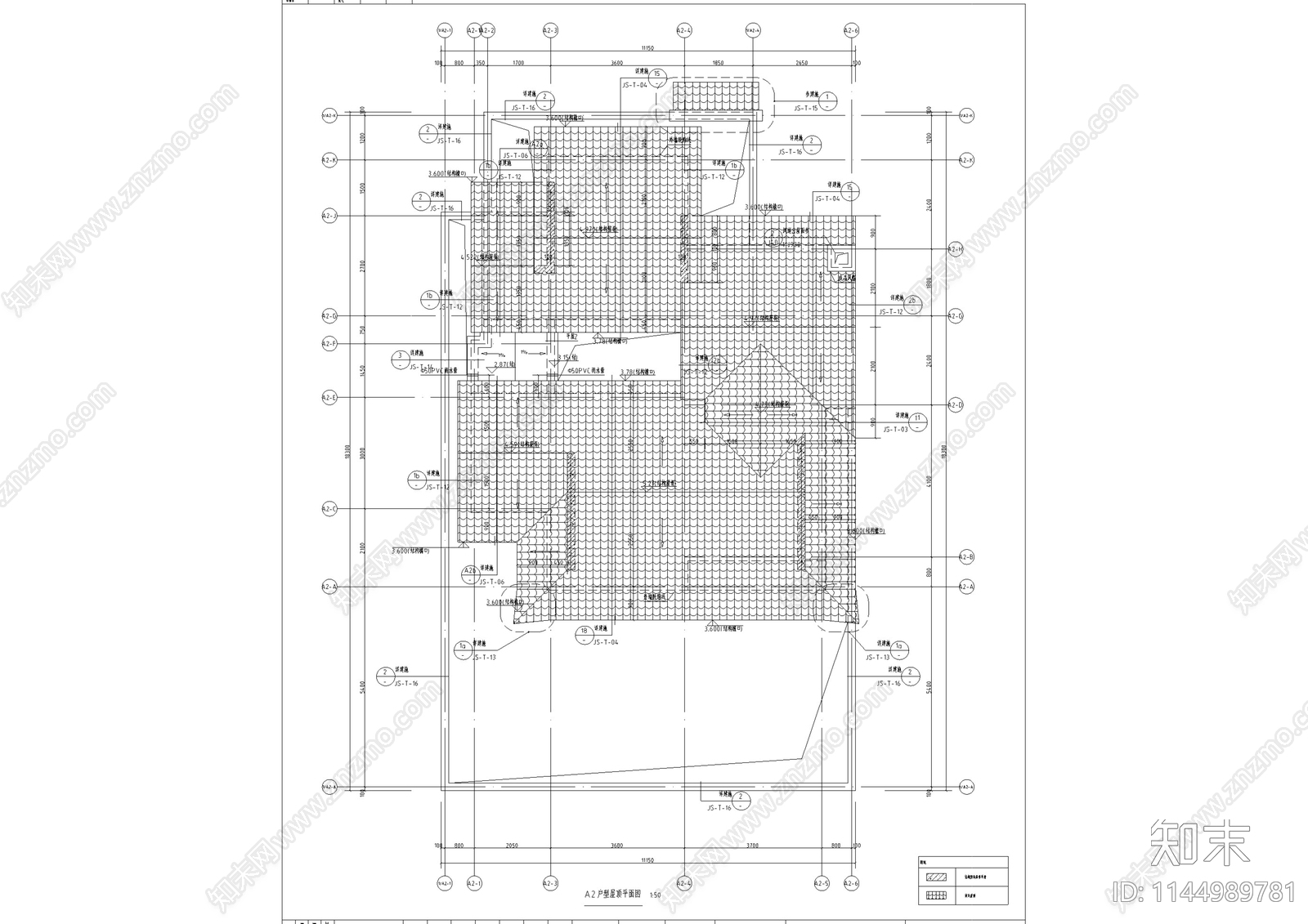 北方中式合院别墅建筑cad施工图下载【ID:1144989781】