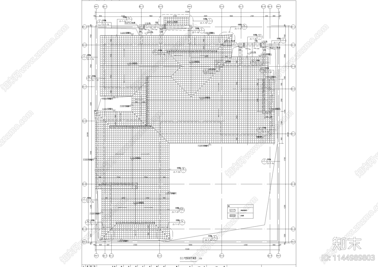 北方中式合院别墅建筑cad施工图下载【ID:1144989803】